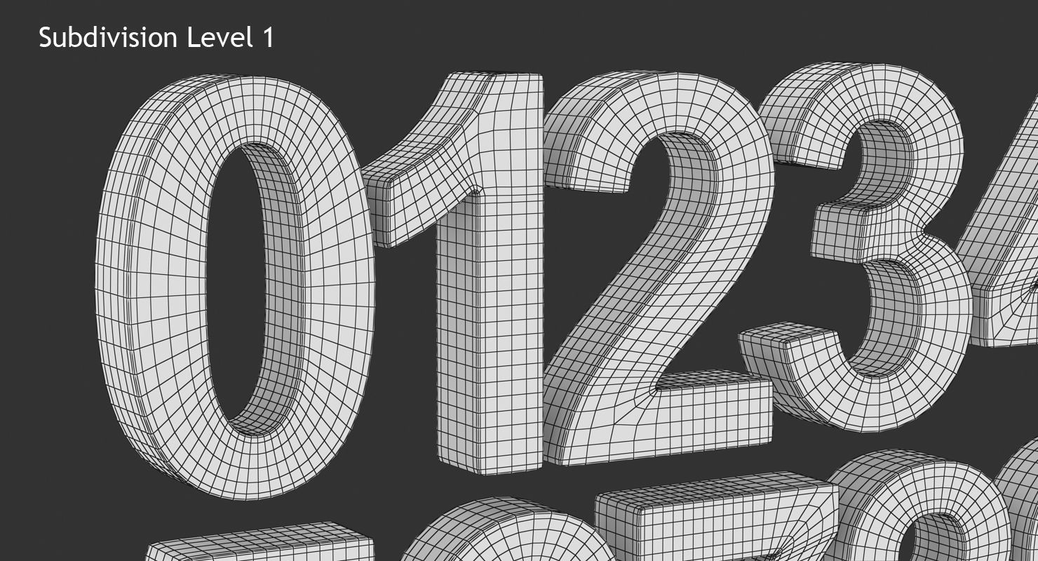 Number and Symbol - Subdivision Low-poly 3D model_11