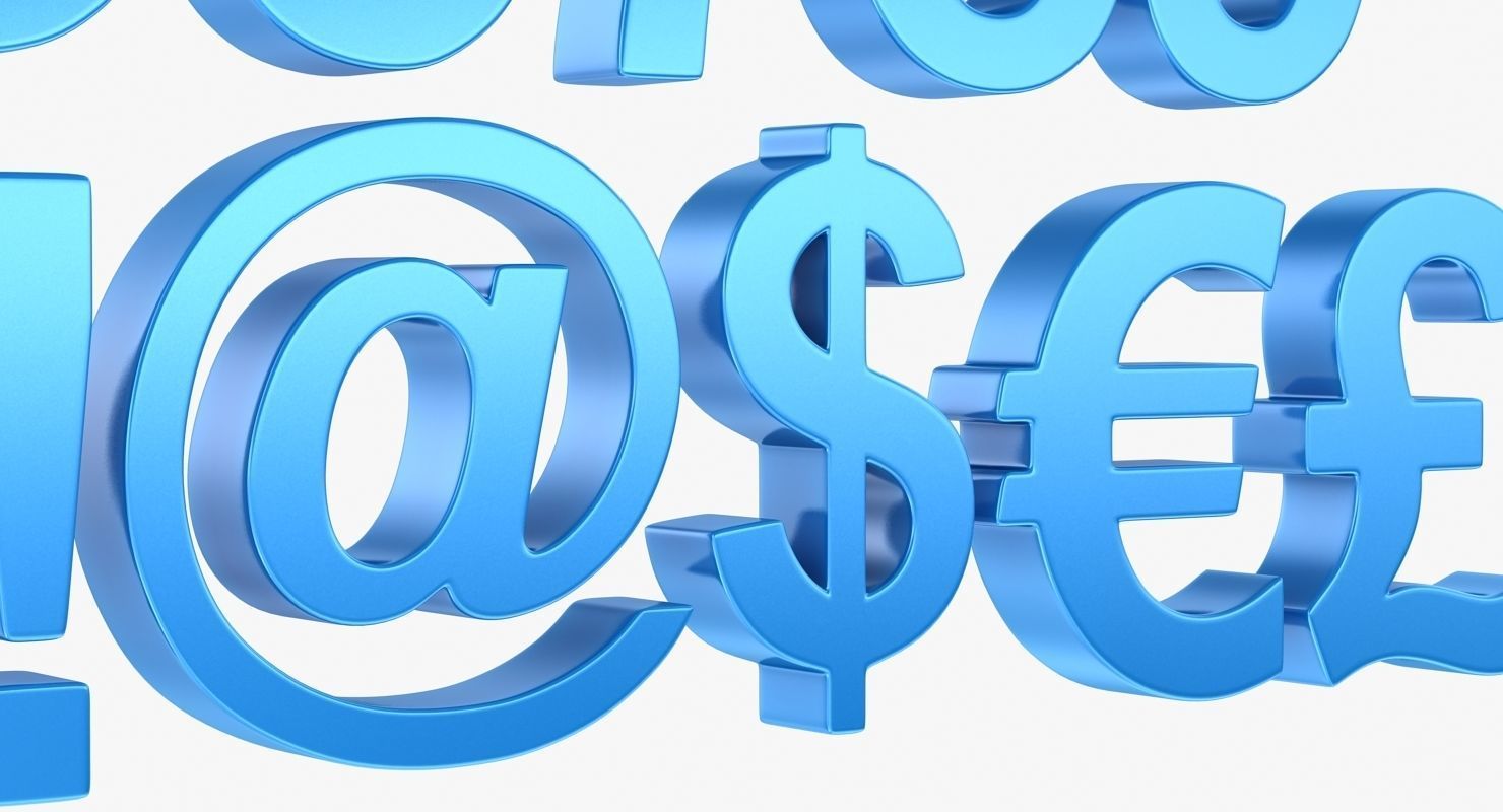 Number and Symbol - Subdivision Low-poly 3D model_5