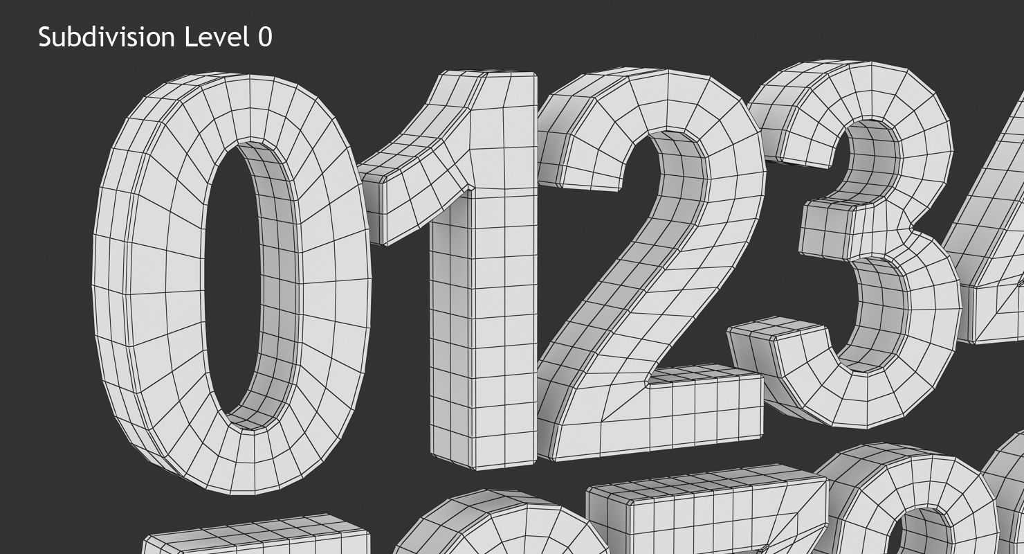 Number and Symbol - Subdivision Low-poly 3D model_10