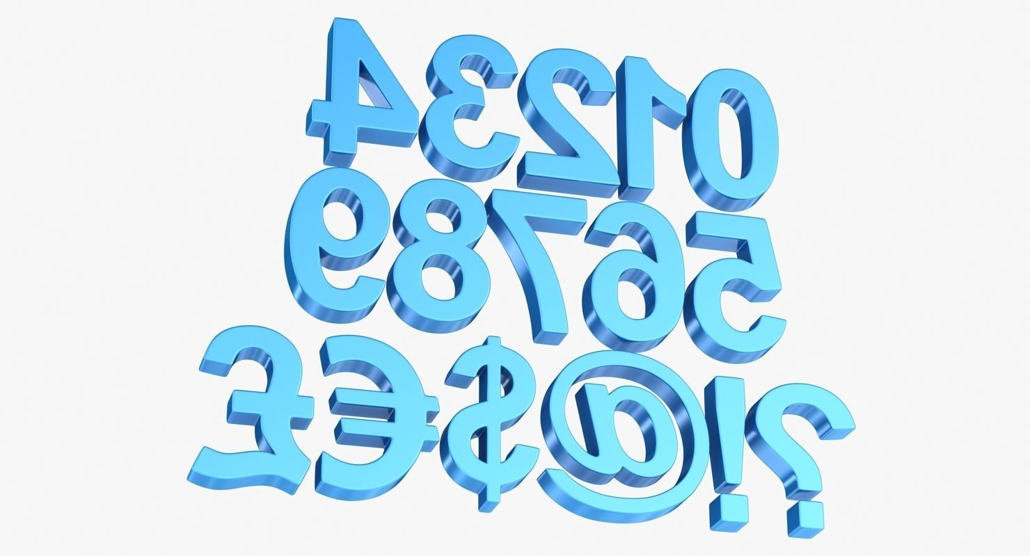 Number and Symbol - Subdivision Low-poly 3D model_6