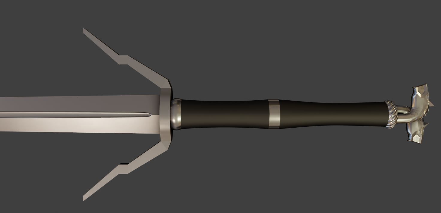 Witcher Gear Wolf School Enhanced Silver sword  3D print model_2