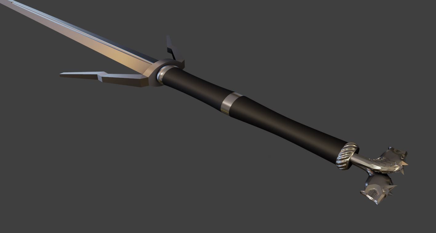 Witcher Gear Wolf School Enhanced Silver sword  3D print model_1