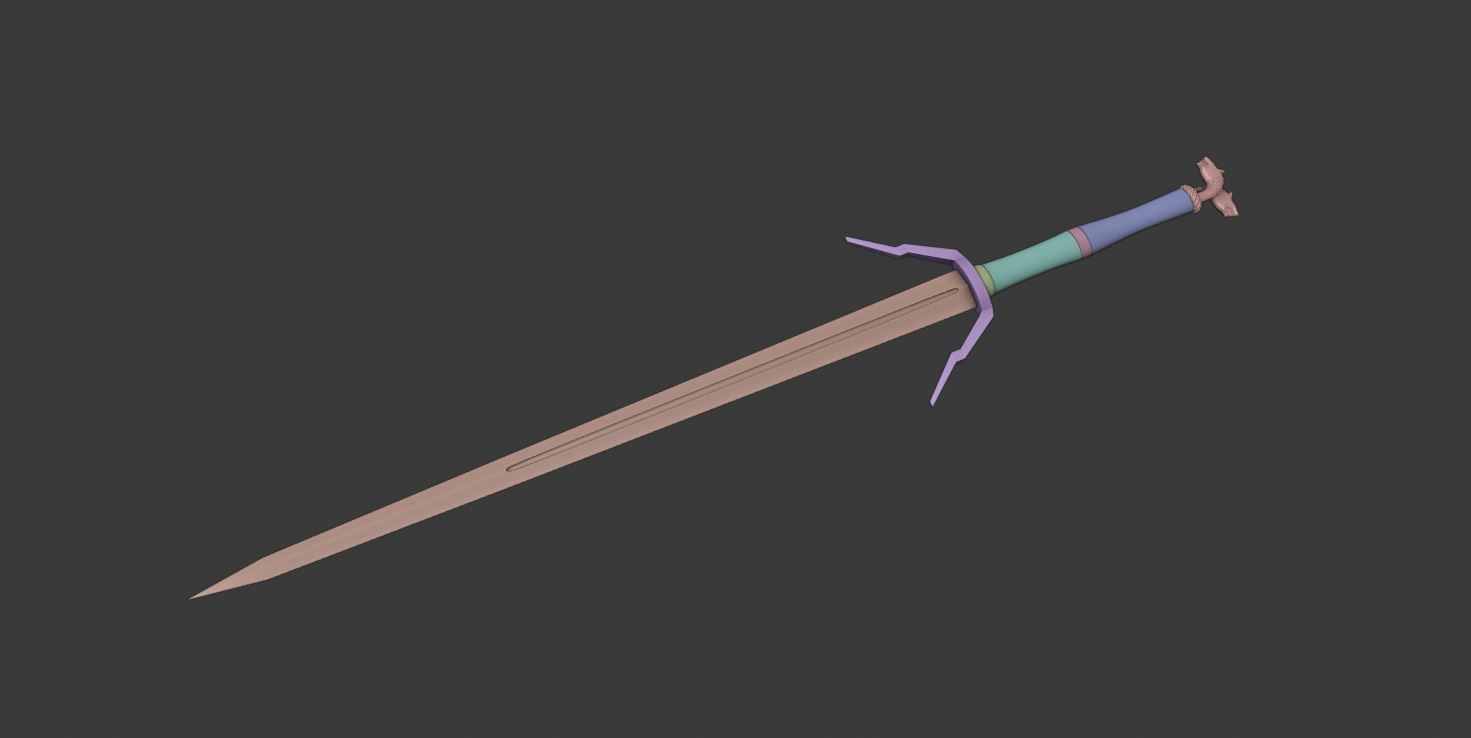 Witcher Gear Wolf School Enhanced Silver sword  3D print model_3