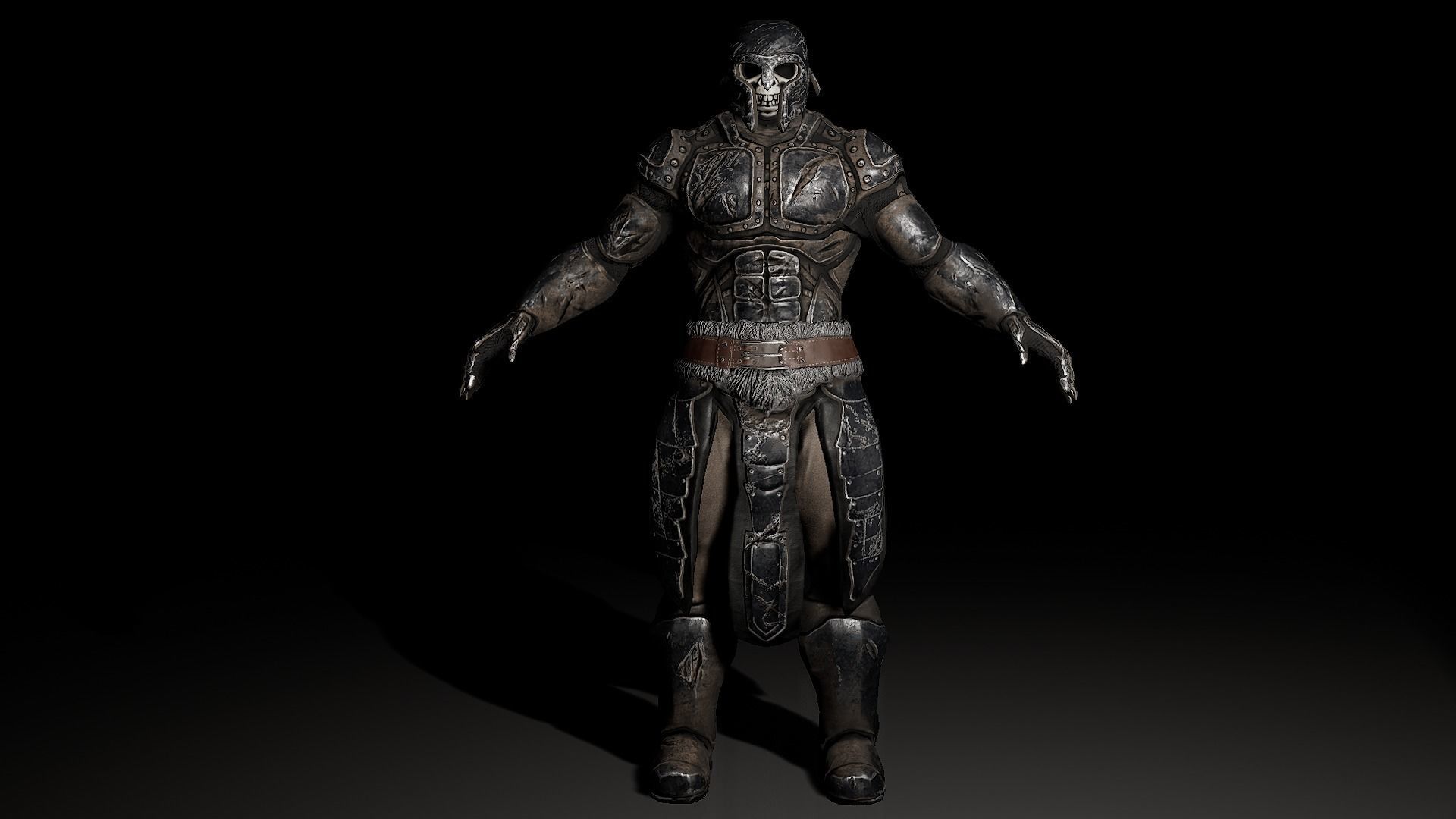 lowpoly Skeleton Berserker Low-poly 3D model_17