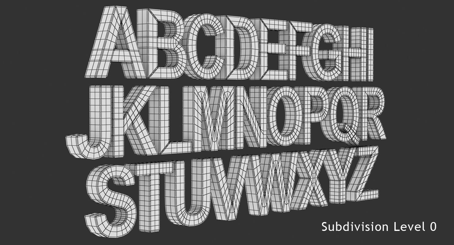 Alphabet - Subdivision Low-poly 3D model_10