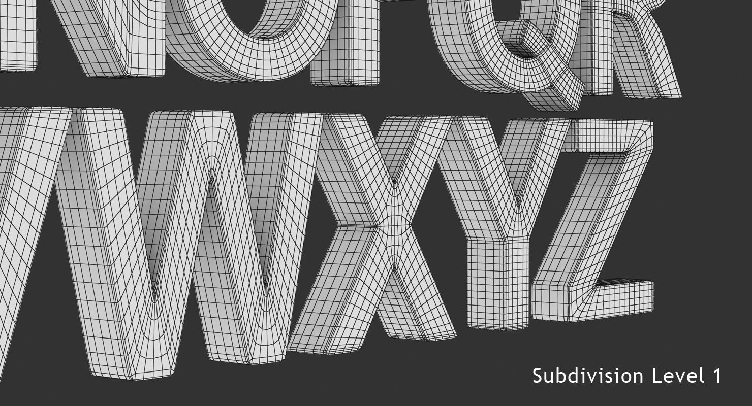 Alphabet - Subdivision Low-poly 3D model_15