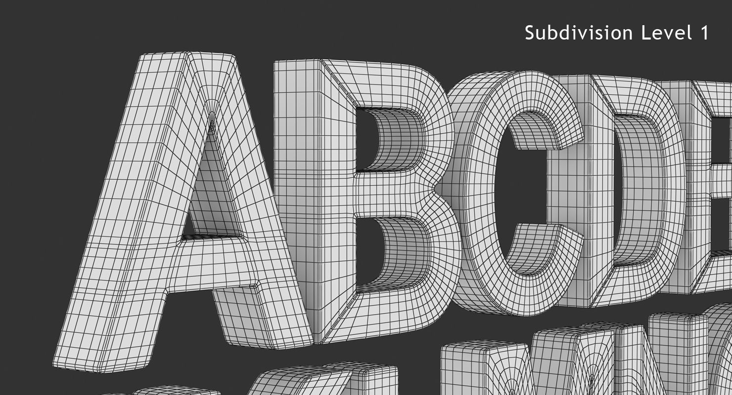 Alphabet - Subdivision Low-poly 3D model_13
