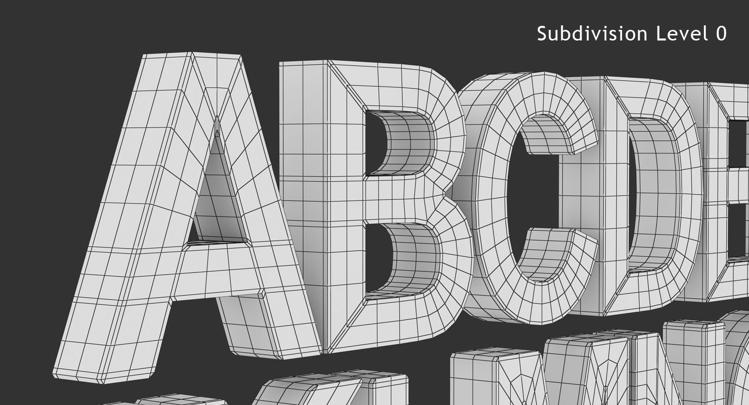 Alphabet - Subdivision Low-poly 3D model_12