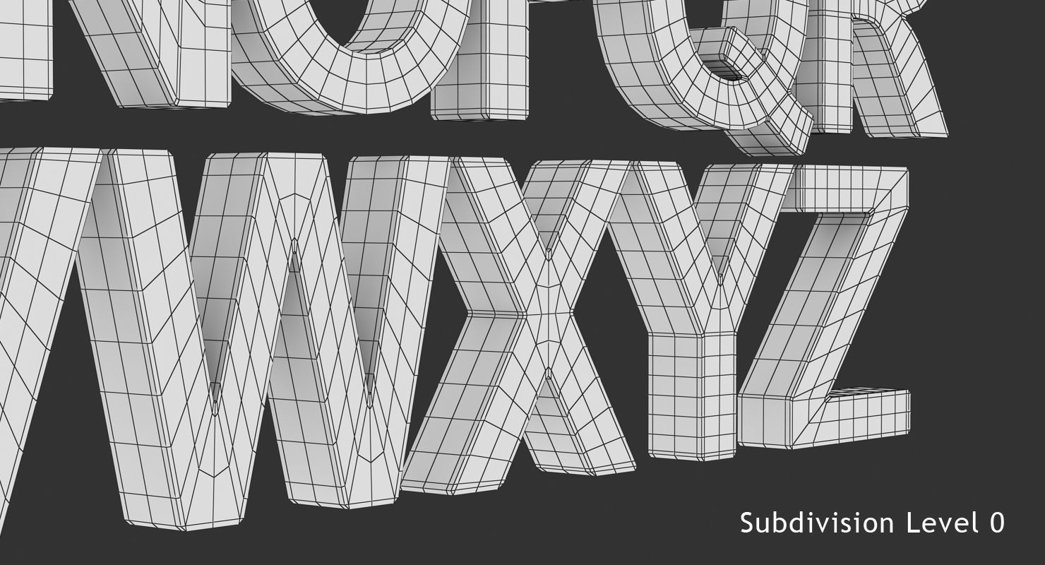 Alphabet - Subdivision Low-poly 3D model_14