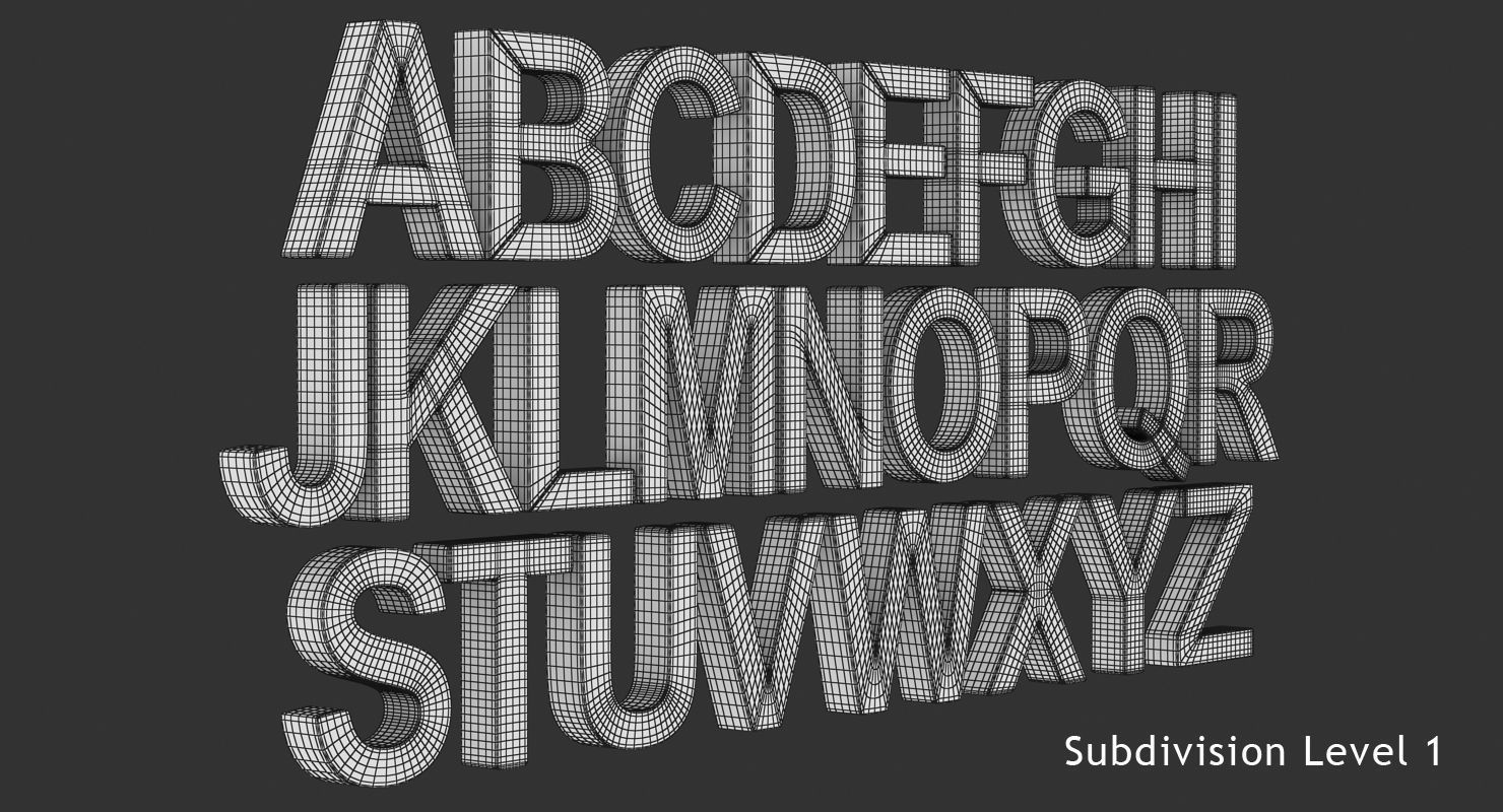 Alphabet - Subdivision Low-poly 3D model_11