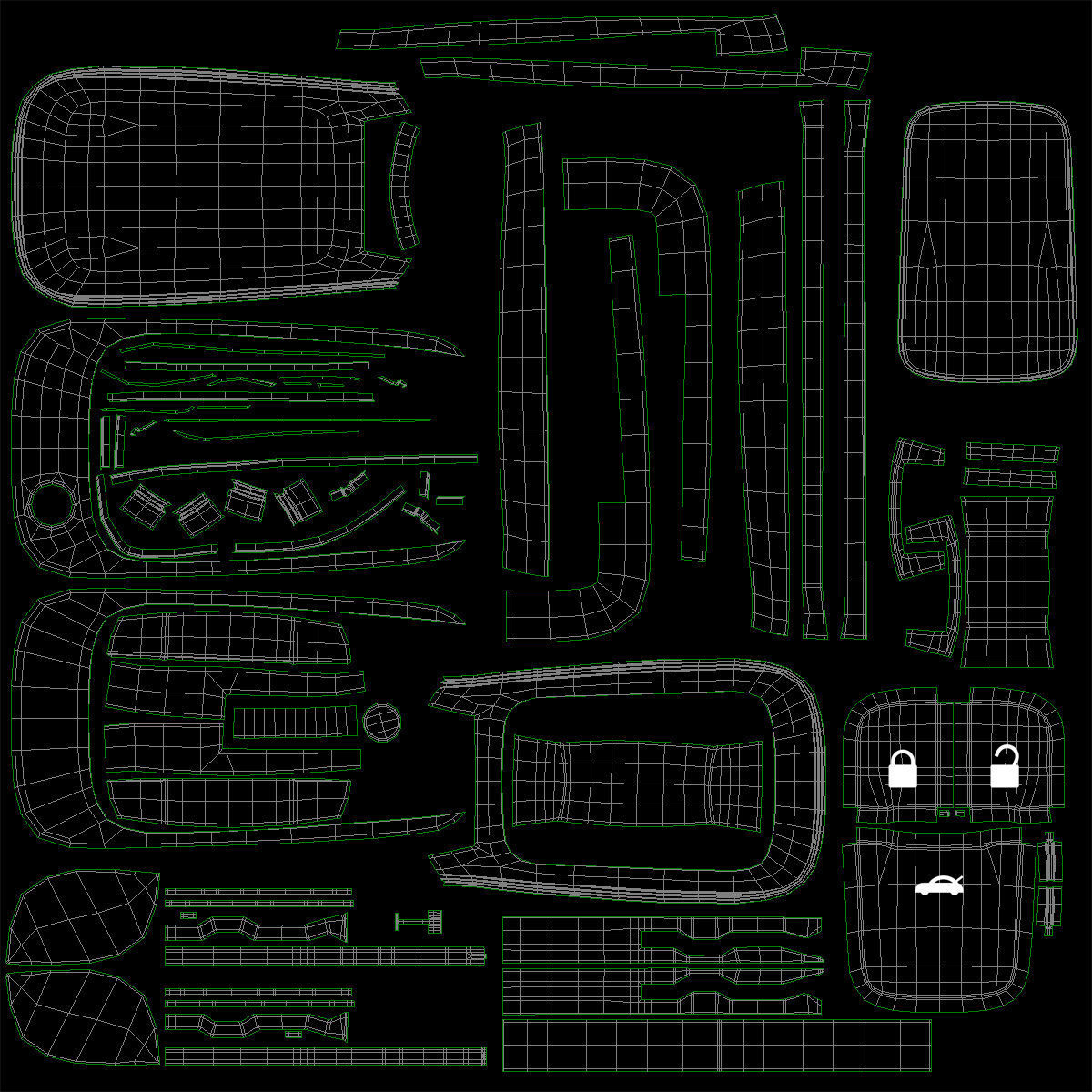 Car Key Low-poly 3D model_14