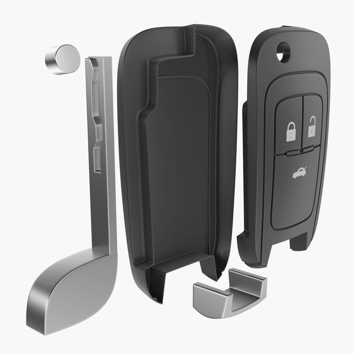 Car Key Low-poly 3D model_6