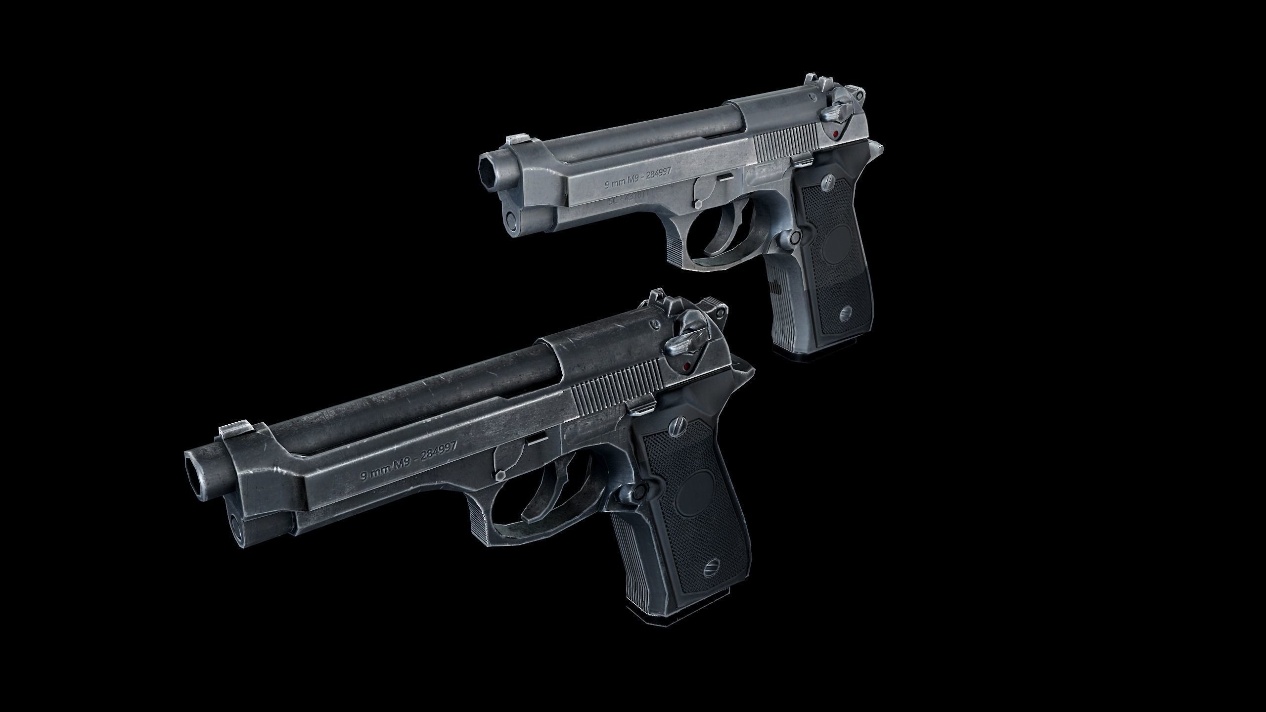 Beretta M9 Low-poly 3D model_9