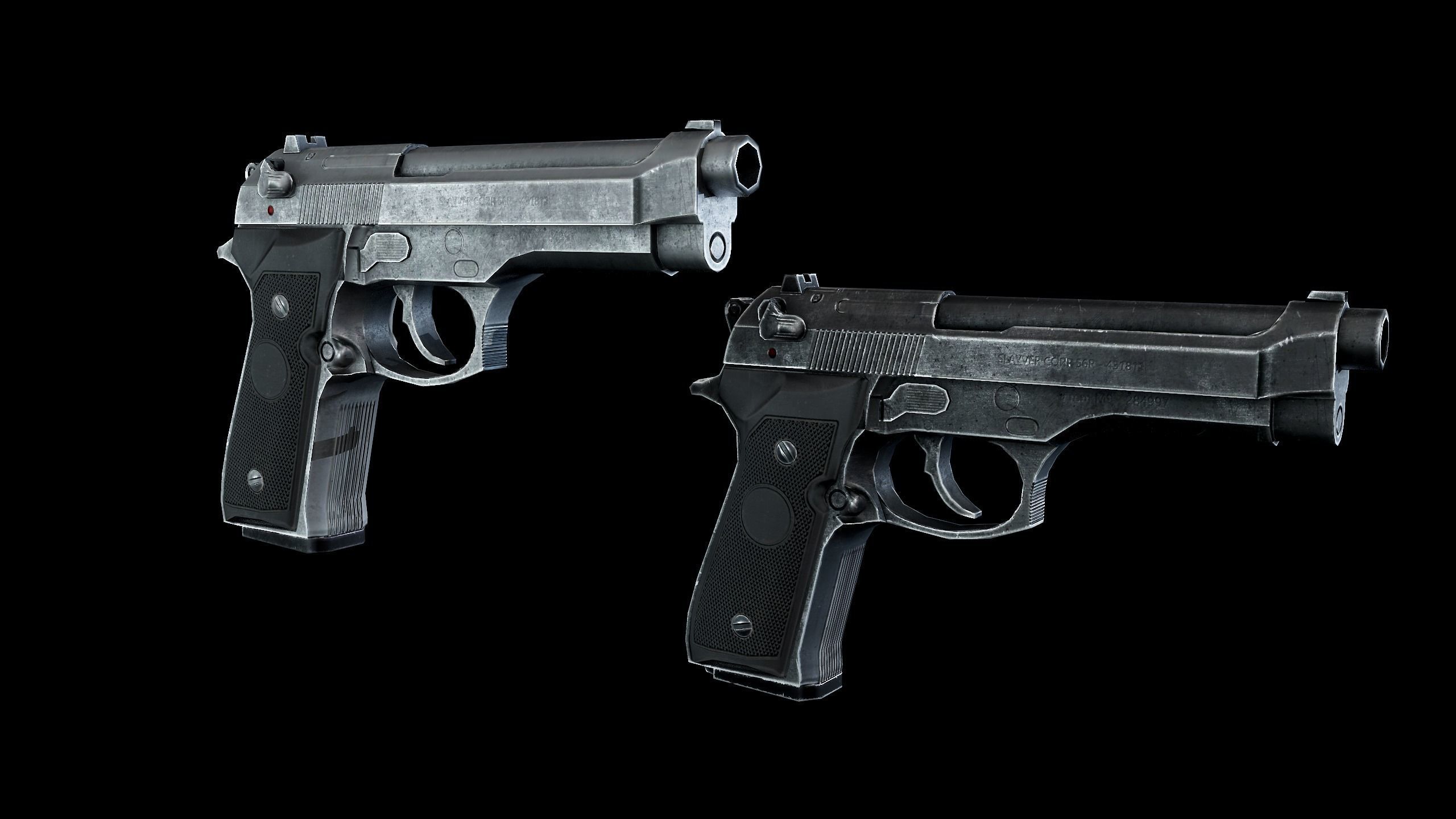 Beretta M9 Low-poly 3D model_8