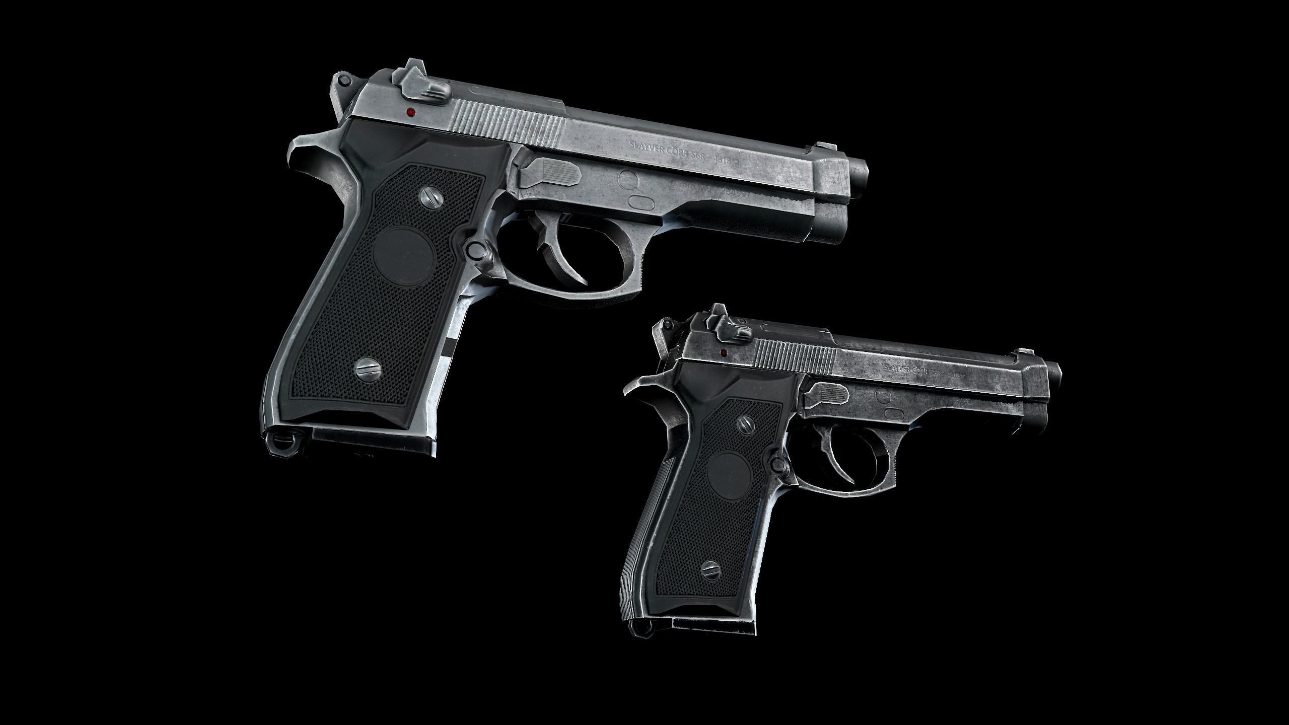 Beretta M9 Low-poly 3D model_10