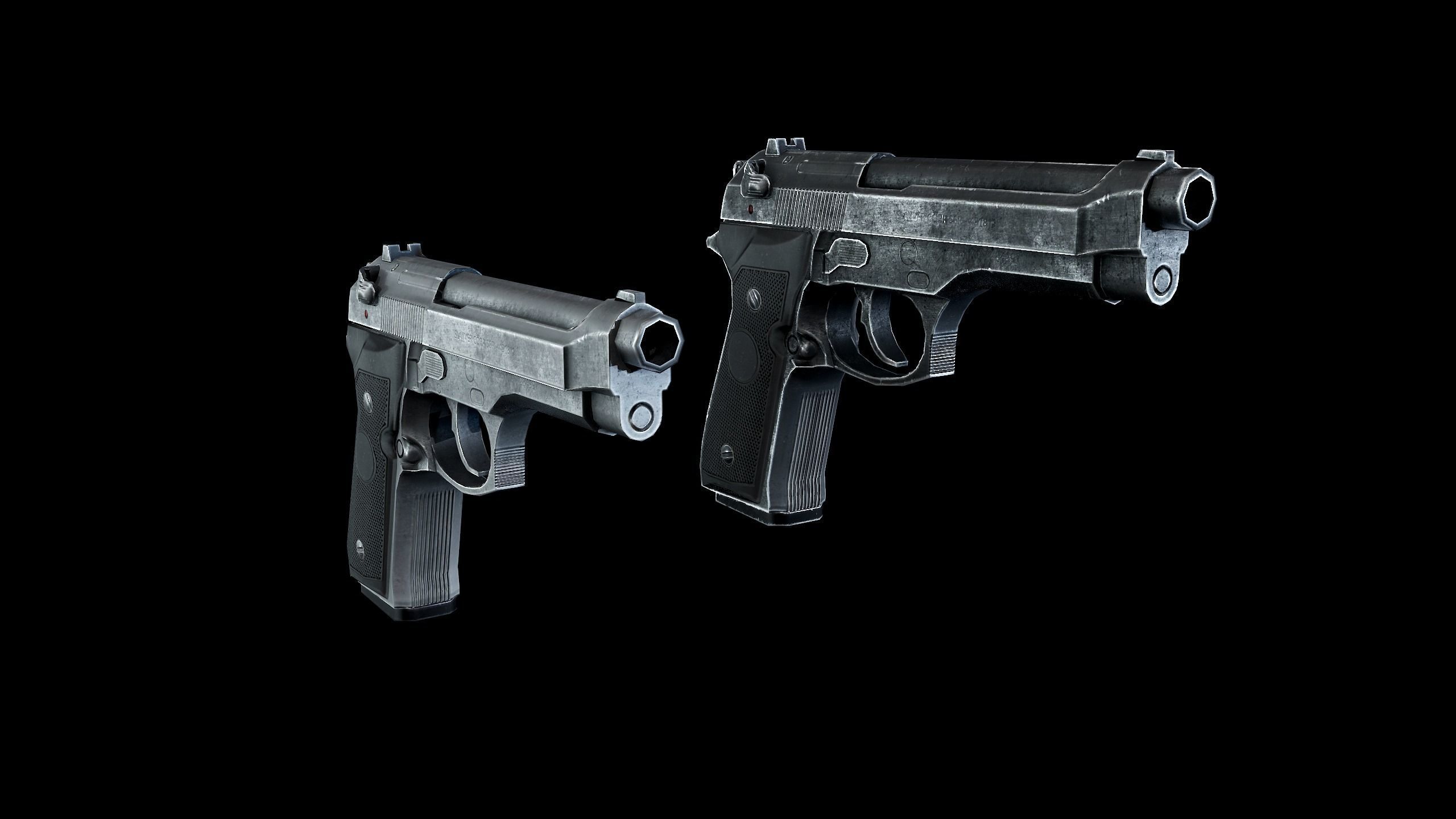 Beretta M9 Low-poly 3D model_7