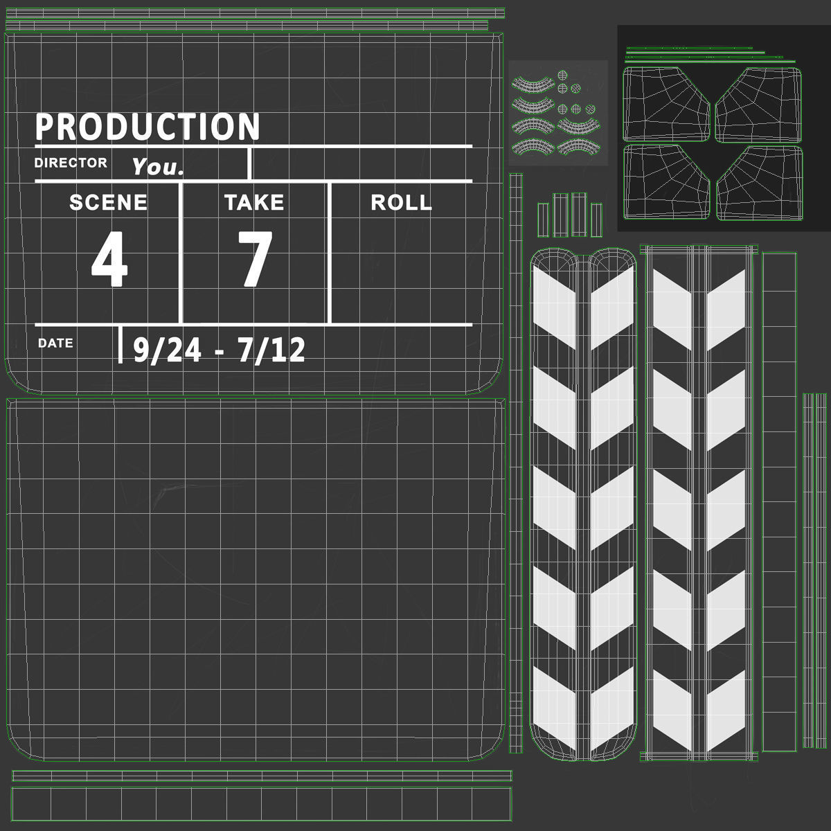 Clapboard clapper board Low-poly 3D model_15