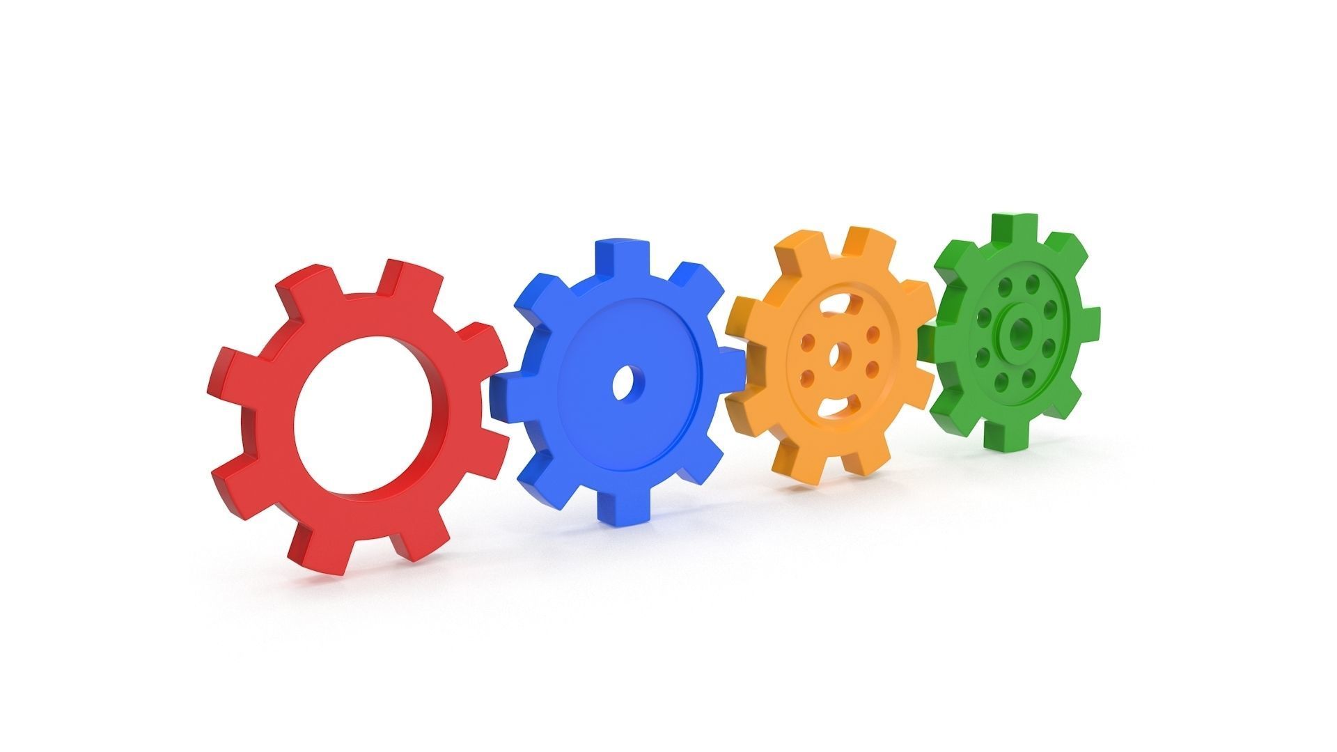 4 Different Gear Low-poly 3D model_2