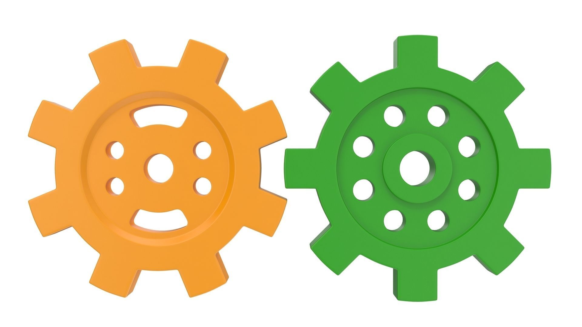 4 Different Gear Low-poly 3D model_6