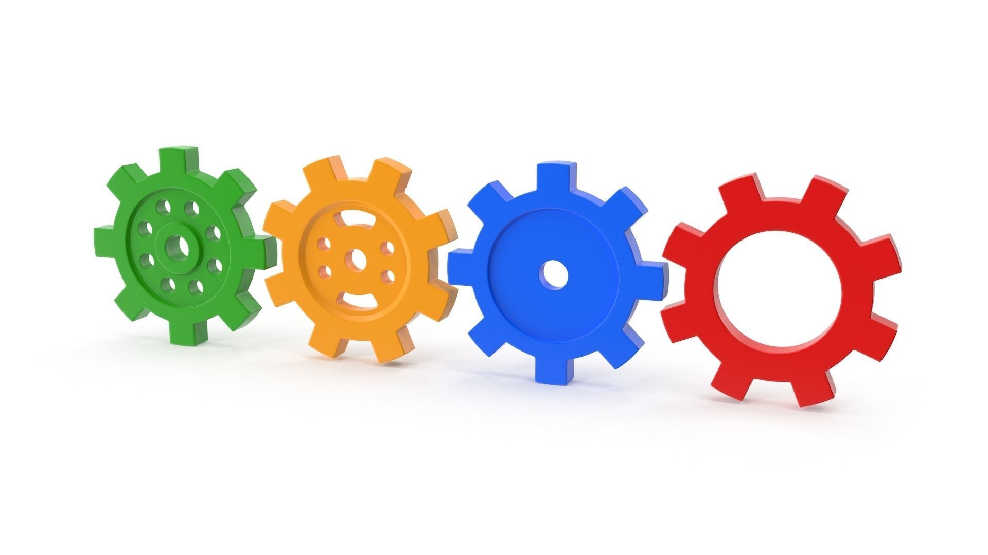 4 Different Gear Low-poly 3D model_1