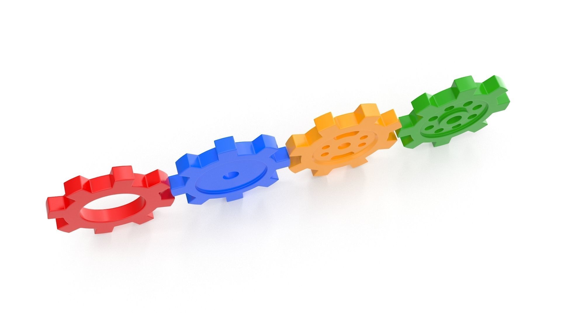 4 Different Gear Low-poly 3D model_4