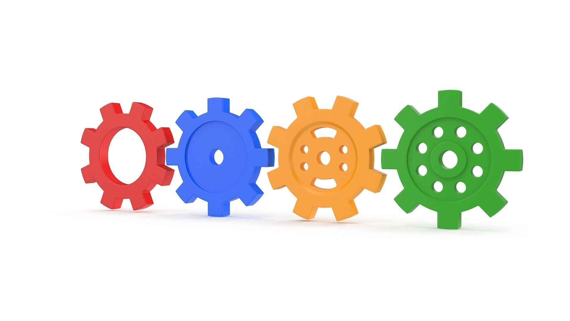 4 Different Gear Low-poly 3D model_3