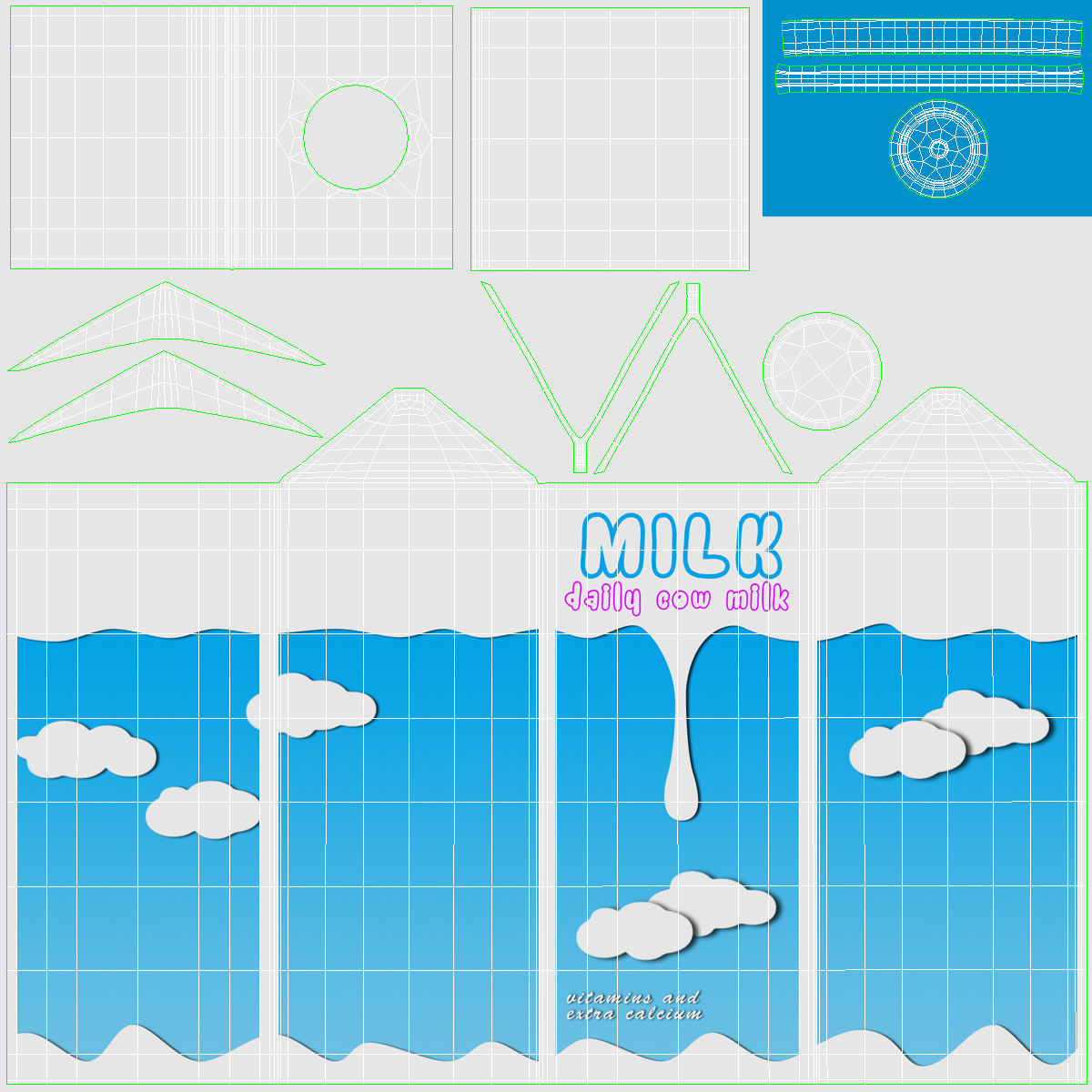 Milk Box Low-poly 3D model_13