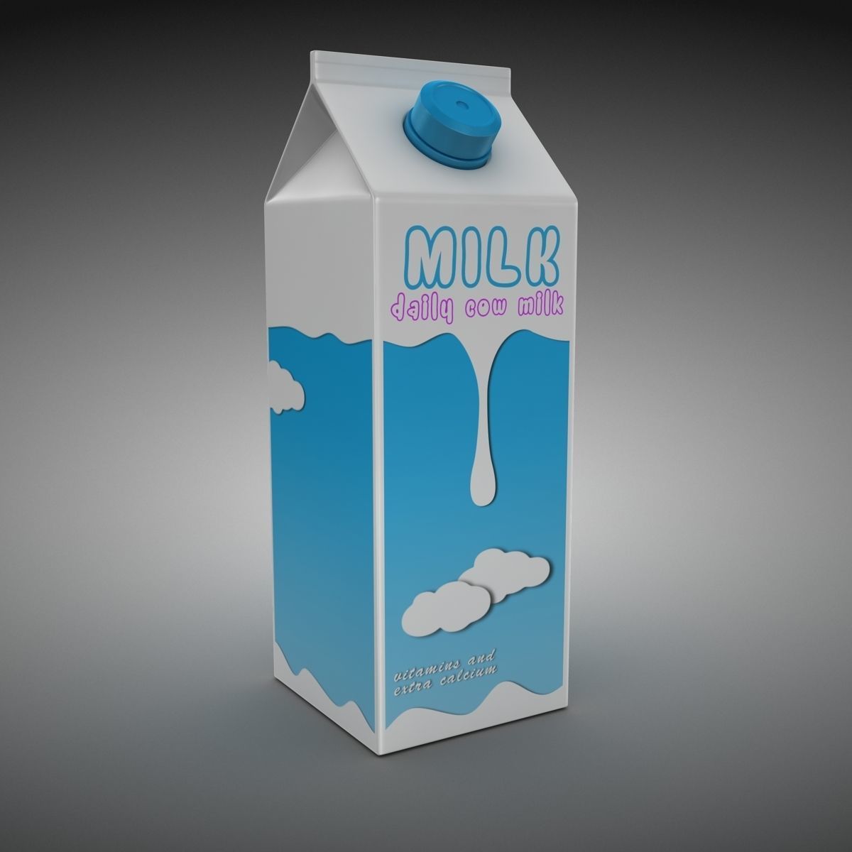 Milk Box Low-poly 3D model_1