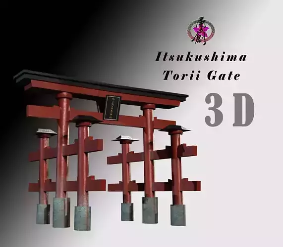 Itsukushima Shrine - Torii Gate Low-poly 3D model