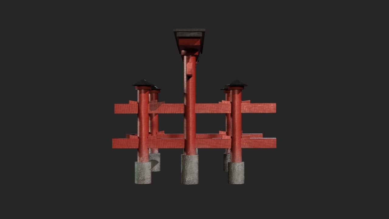 Itsukushima Shrine - Torii Gate Low-poly 3D model_2