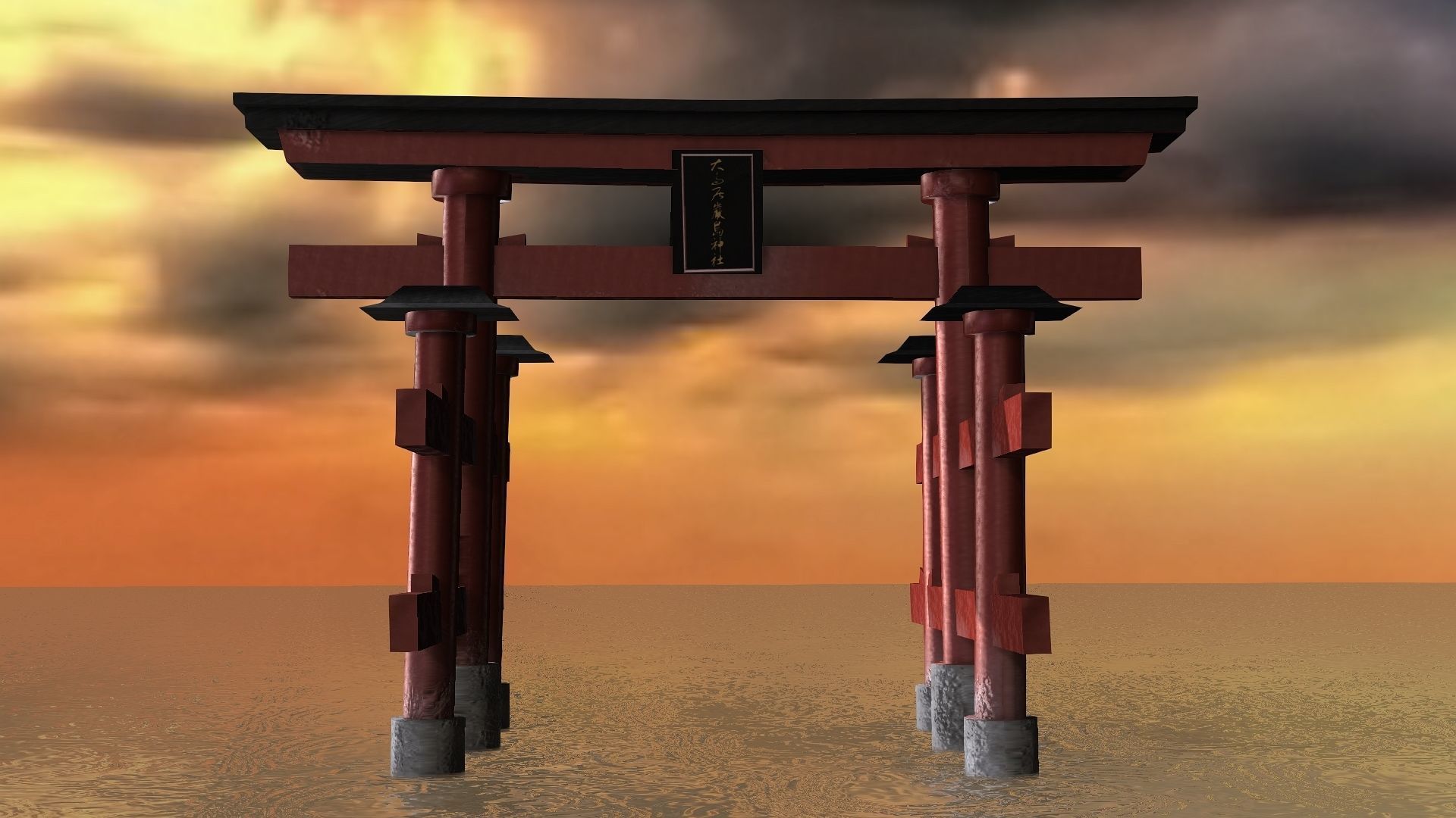 Itsukushima Shrine - Torii Gate Low-poly 3D model_8