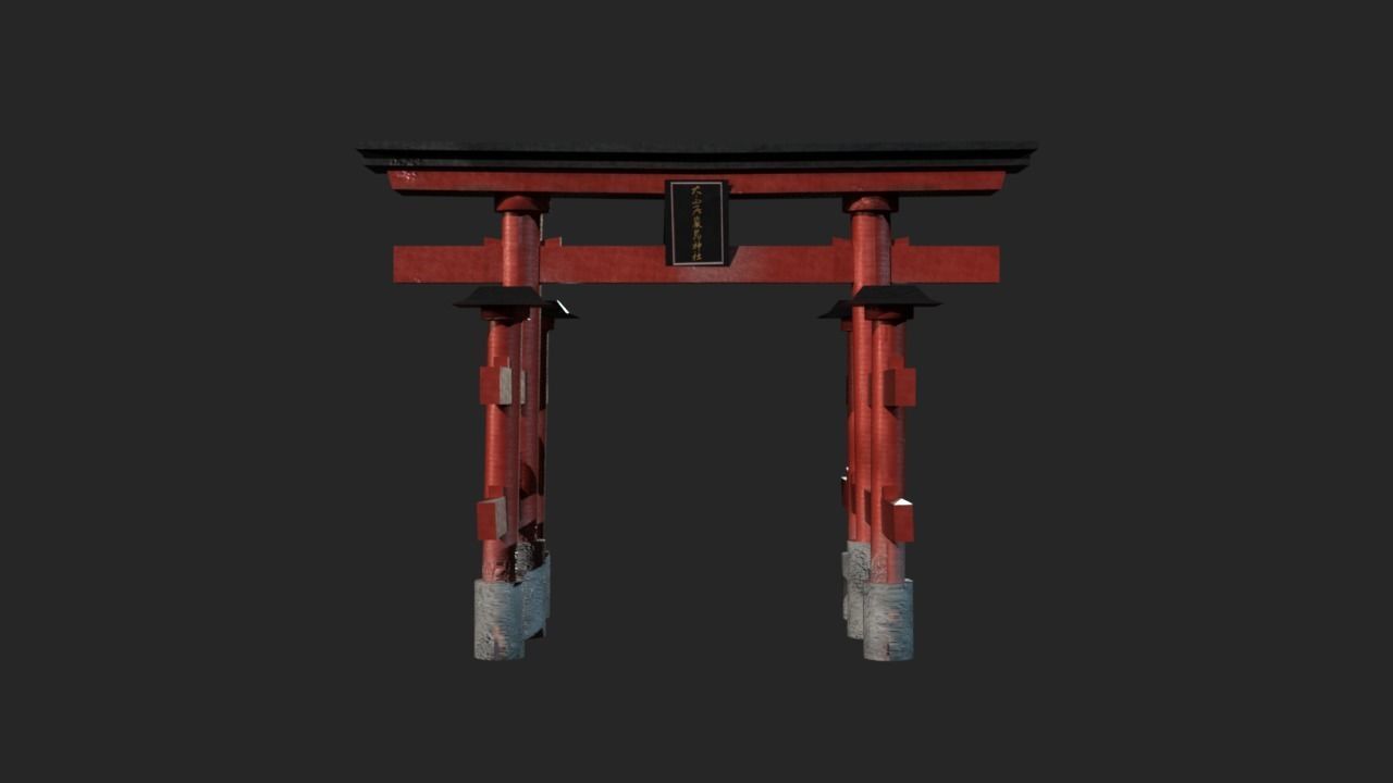 Itsukushima Shrine - Torii Gate Low-poly 3D model_3