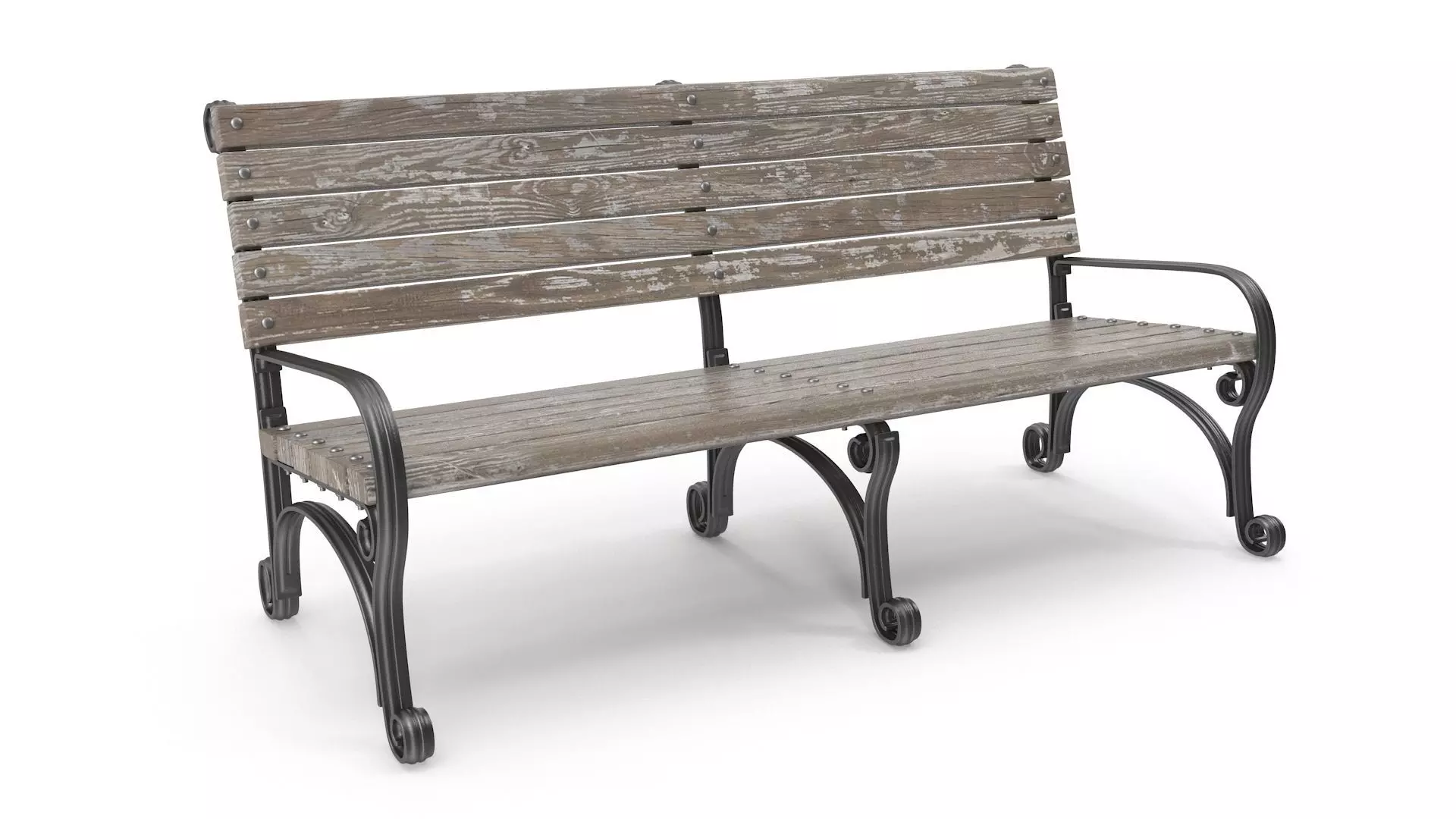 Wooden Bench Low-poly 3D model