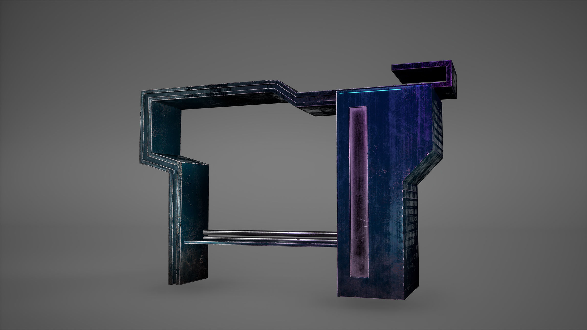 Metrostop Cyberpunk Game Ready Low-poly 3D model_1
