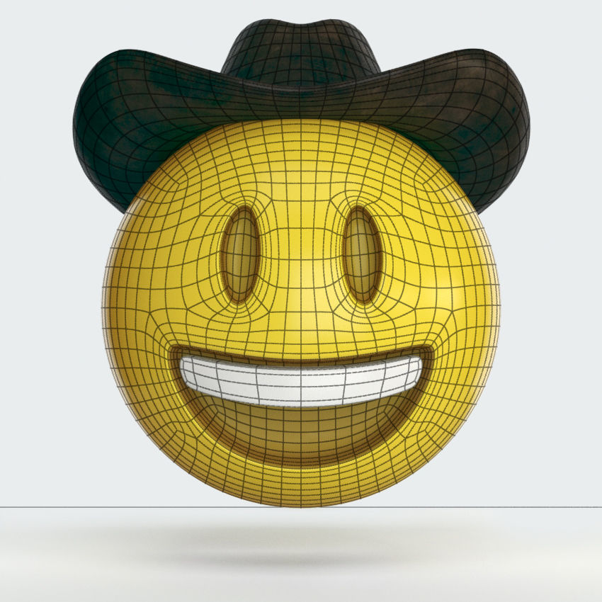 3D Emoji - Cowboy Low-poly 3D model_2