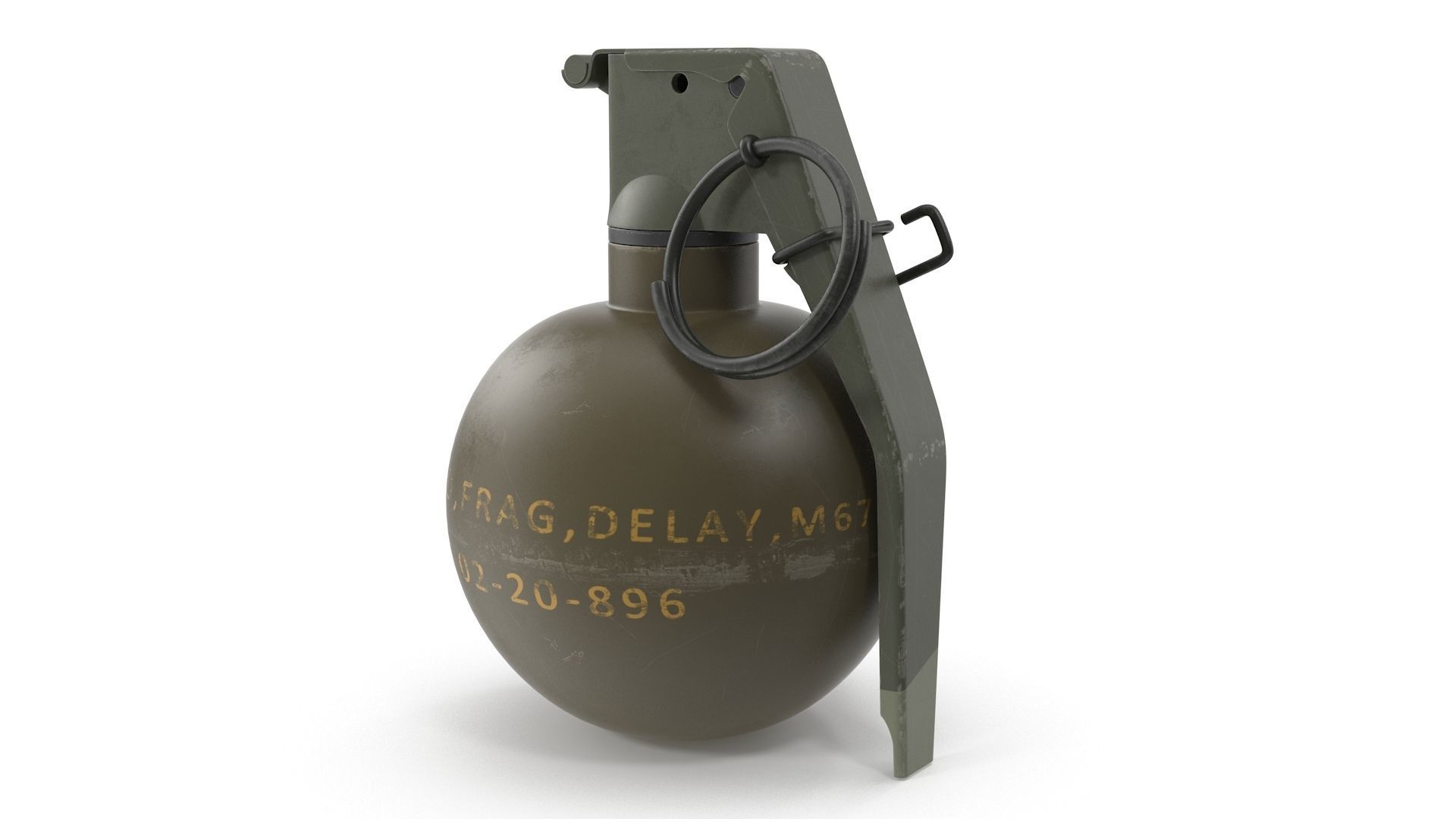 M67 Hand Grenade Low-poly 3D model_1