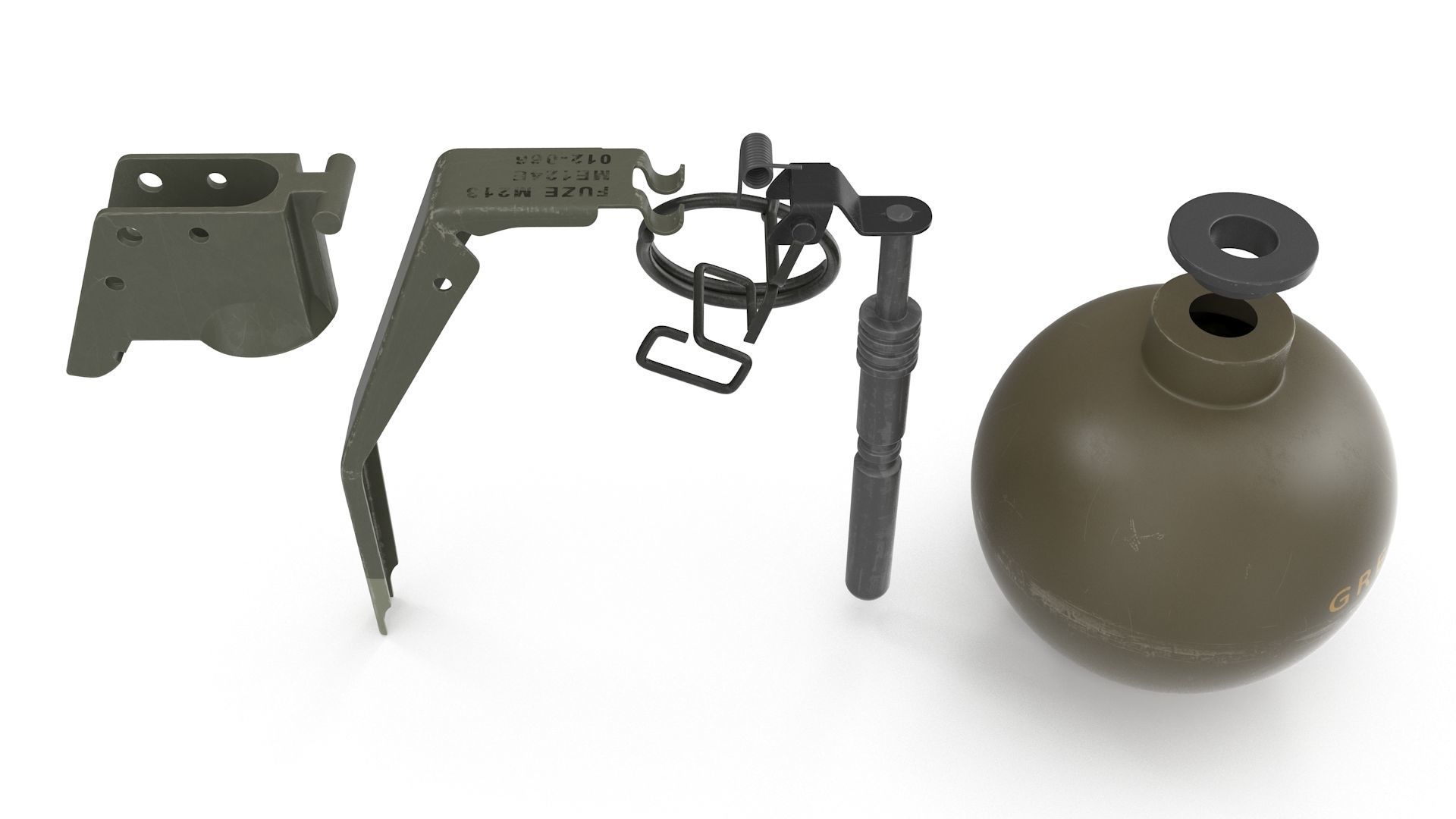 M67 Hand Grenade Low-poly 3D model_7