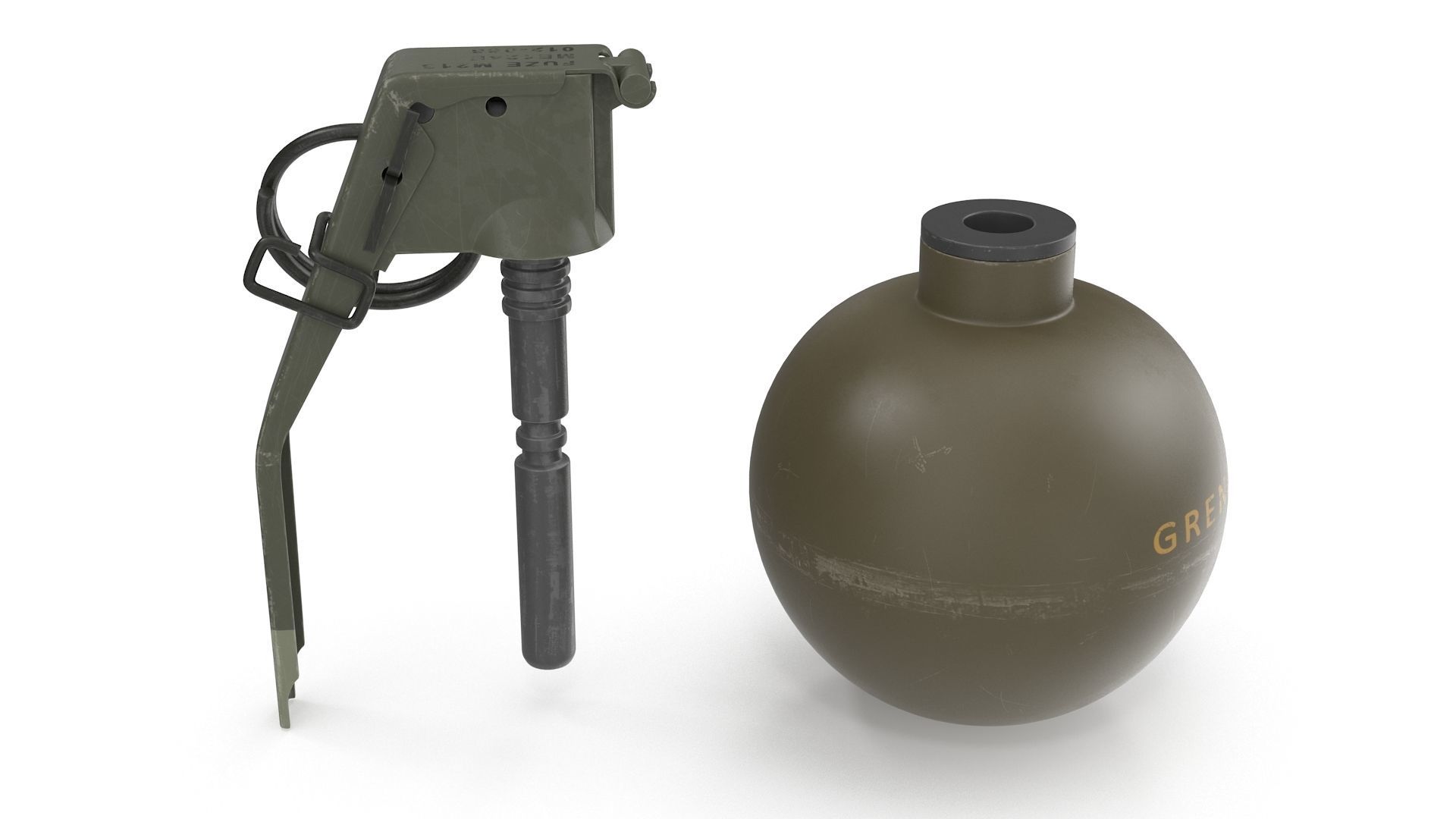 M67 Hand Grenade Low-poly 3D model_6