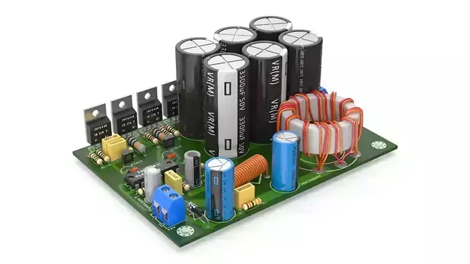 Circuit dc power supply board Low-poly 3D model