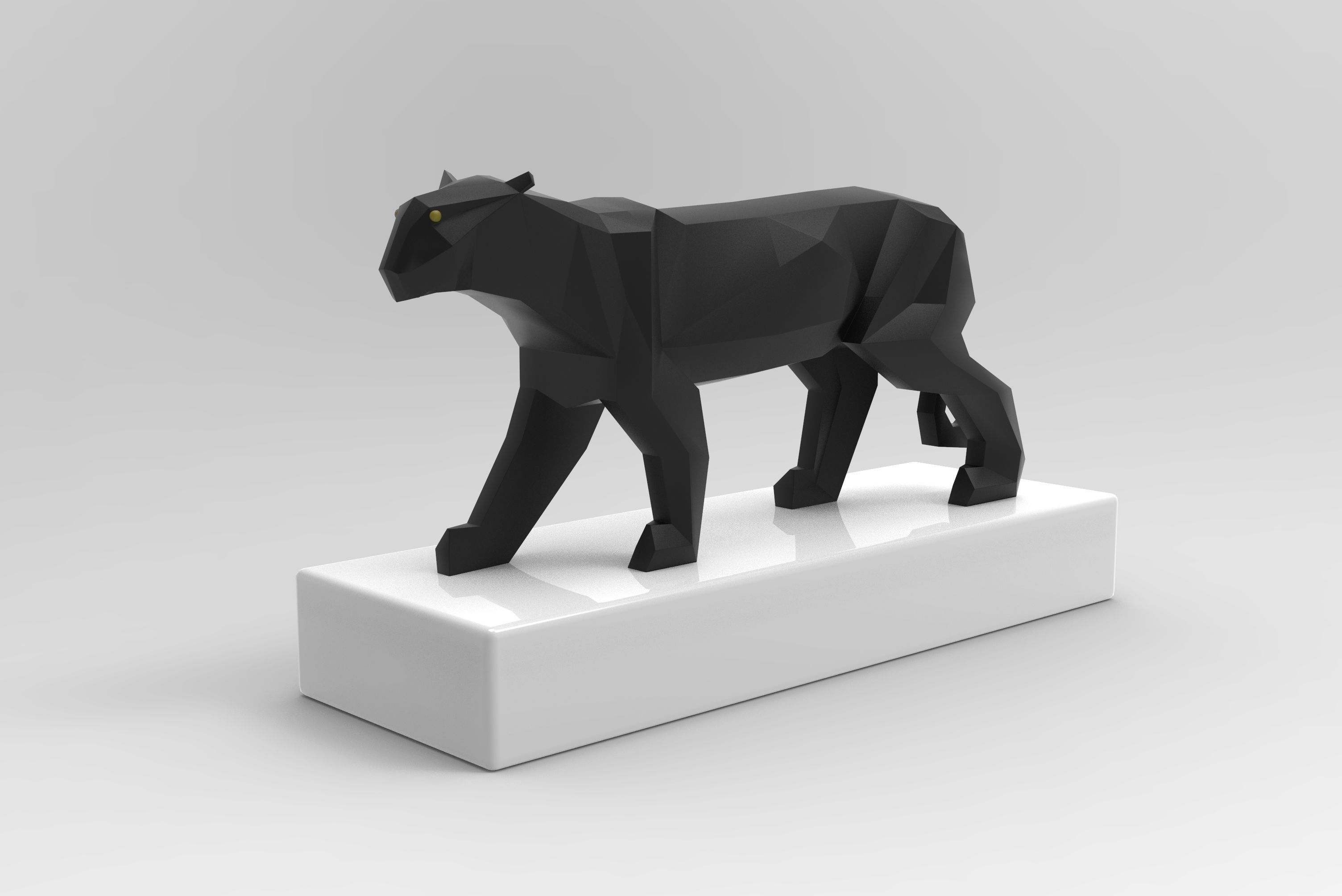Panther Figurine Low-poly 3D model_1