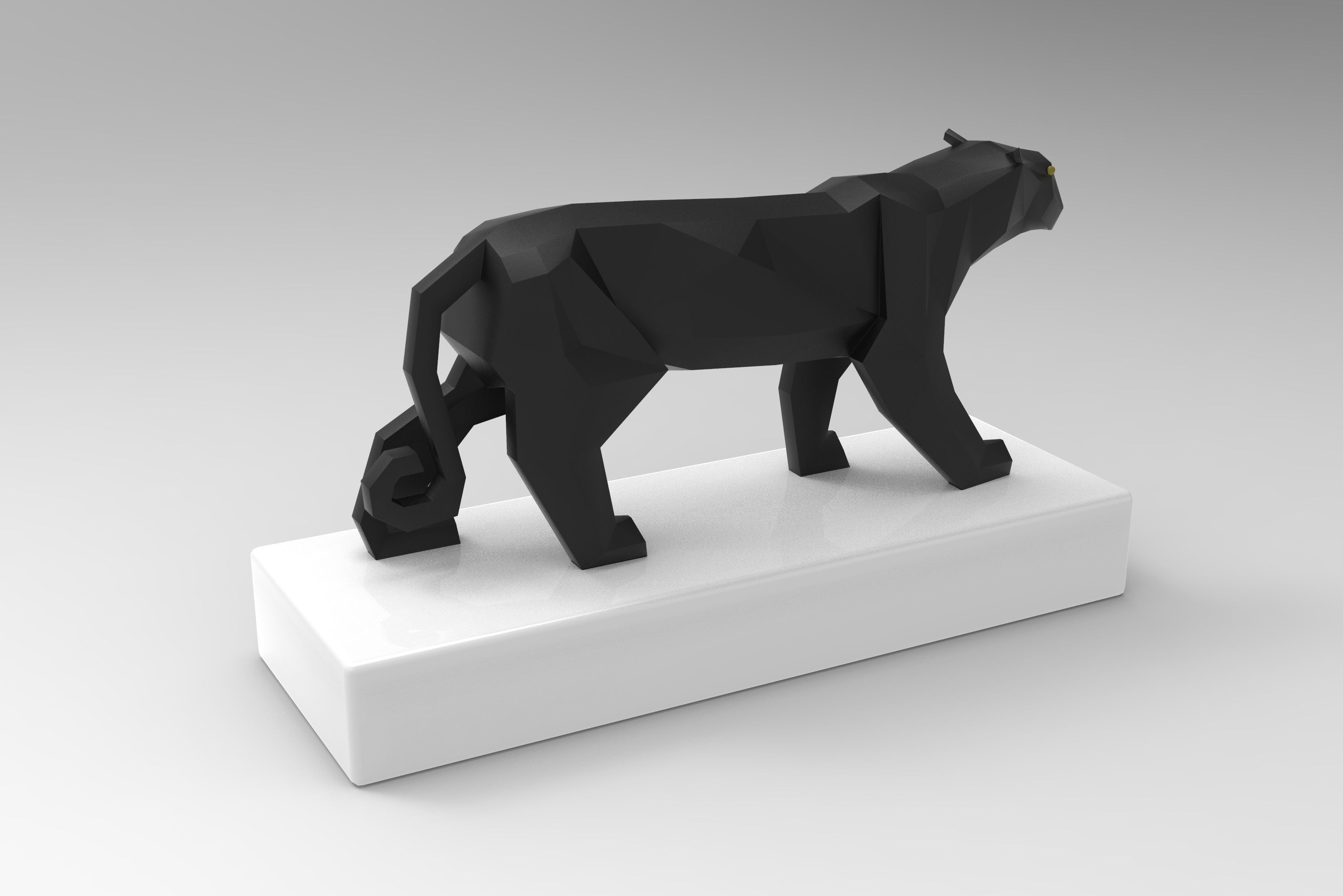 Panther Figurine Low-poly 3D model_3