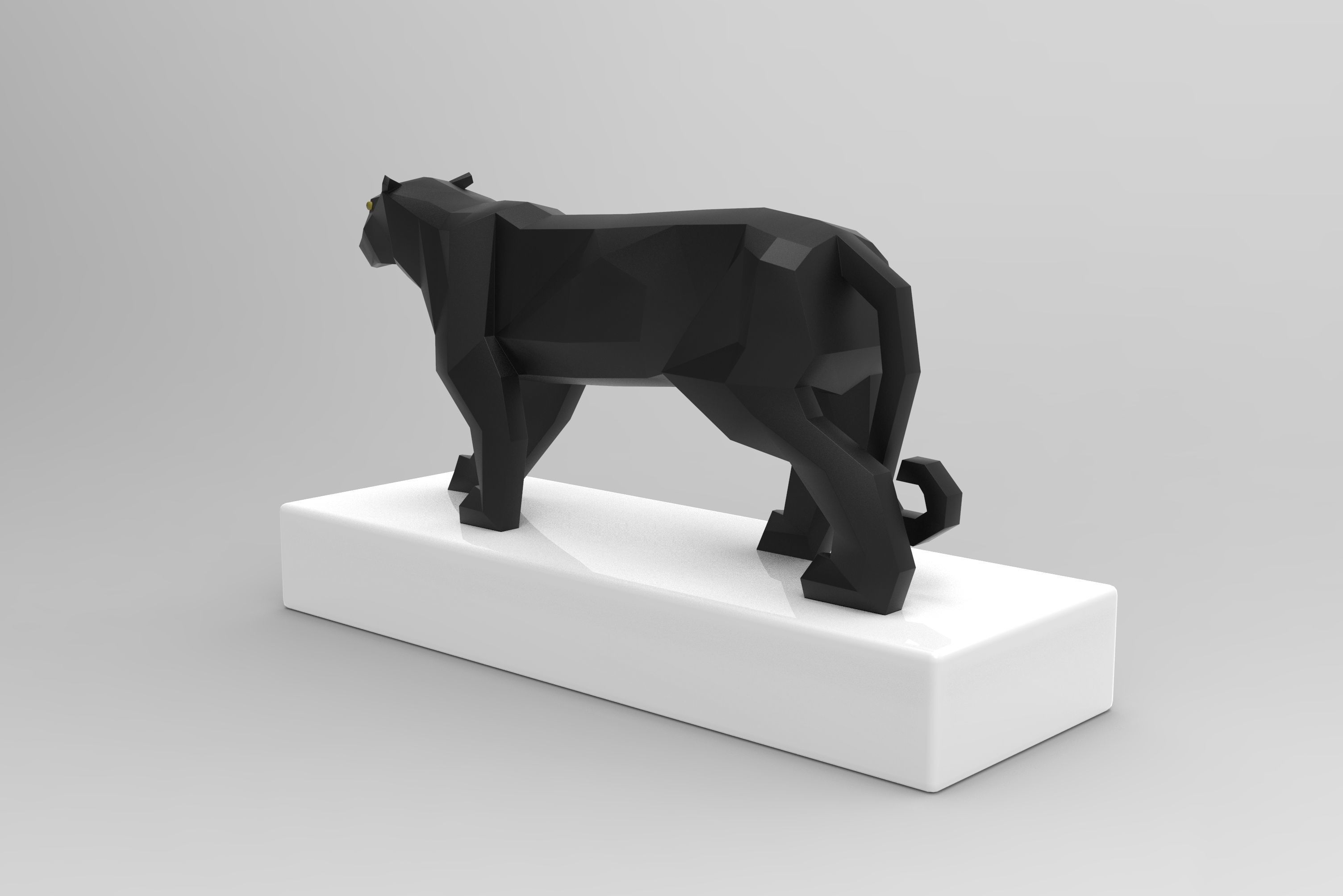 Panther Figurine Low-poly 3D model_2