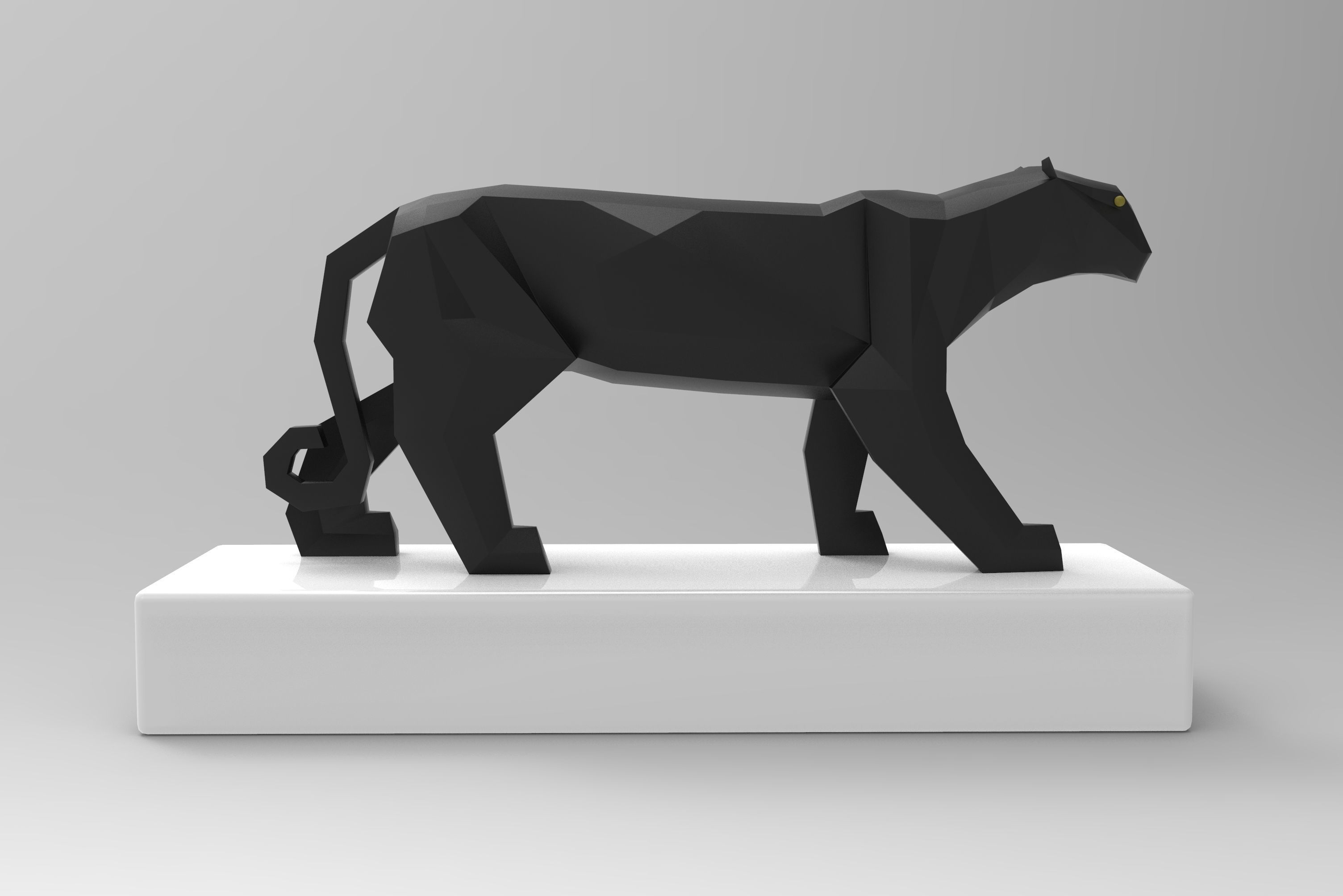Panther Figurine Low-poly 3D model_4