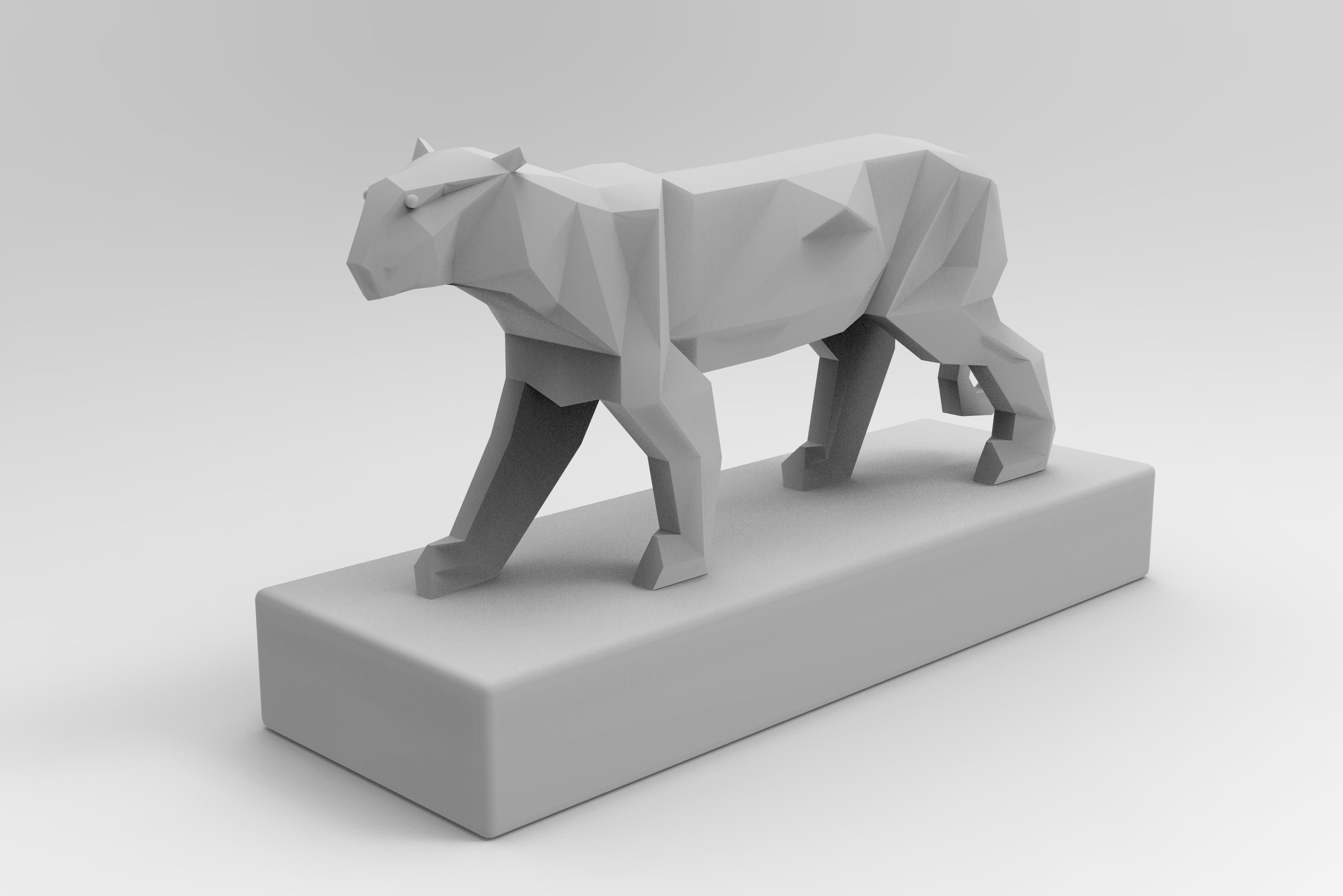 Panther Figurine Low-poly 3D model_7