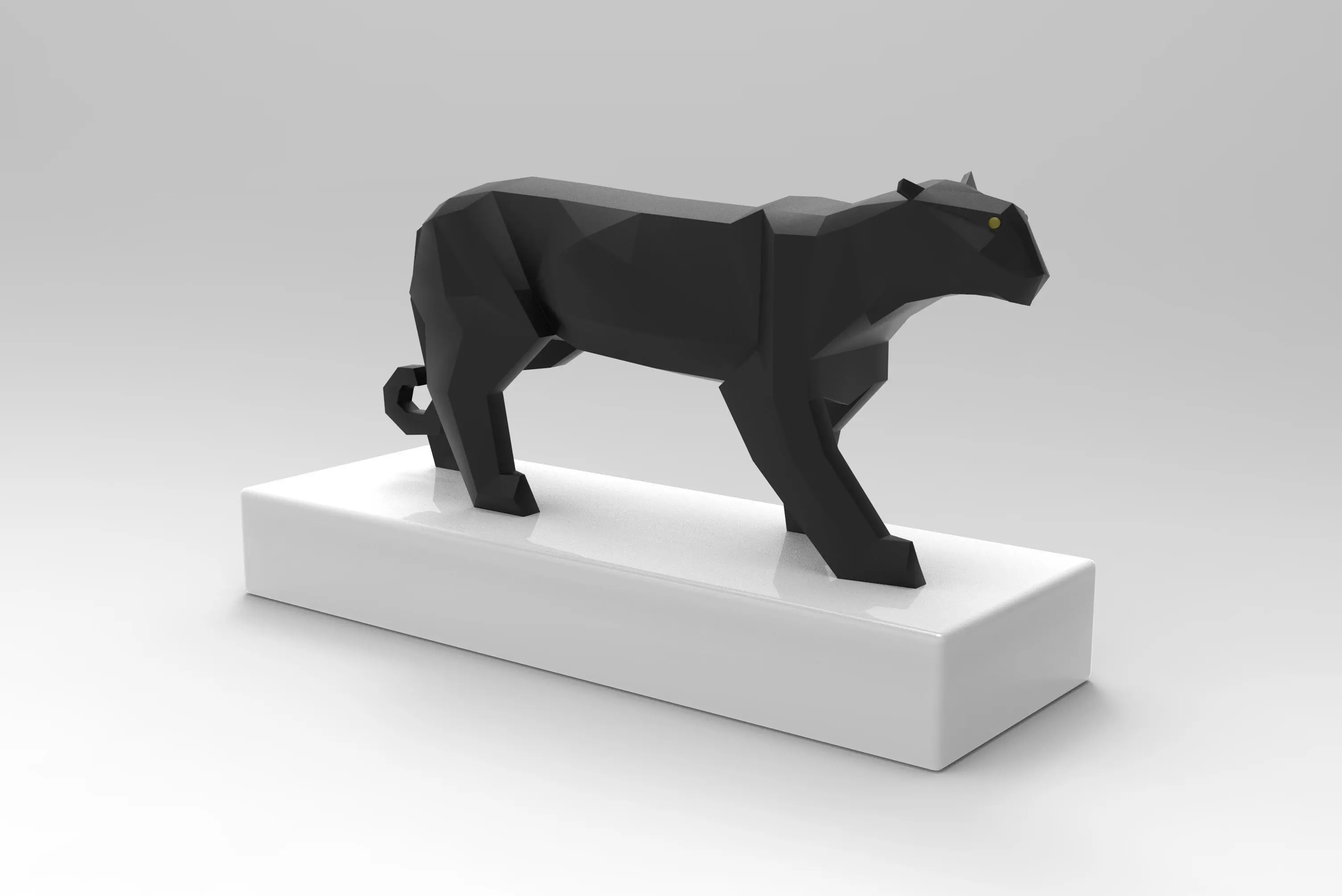 Panther Figurine Low-poly 3D model_0