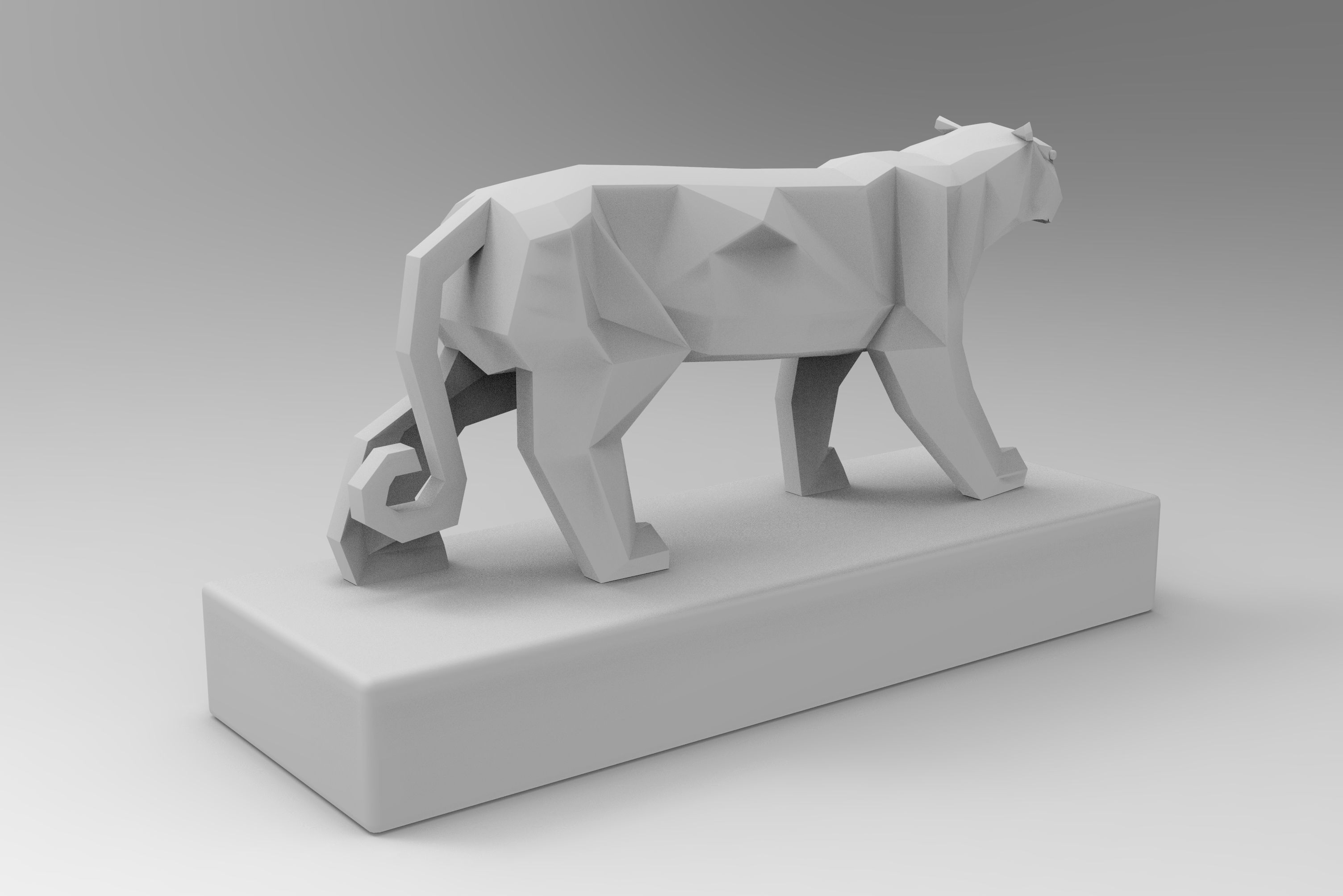 Panther Figurine Low-poly 3D model_8