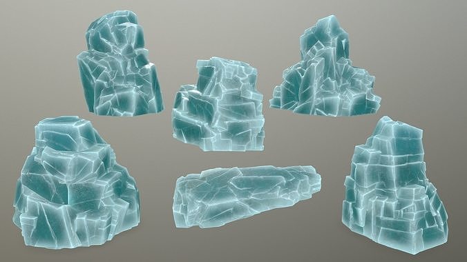 Rock Set quartz crystal Low-poly 3D model