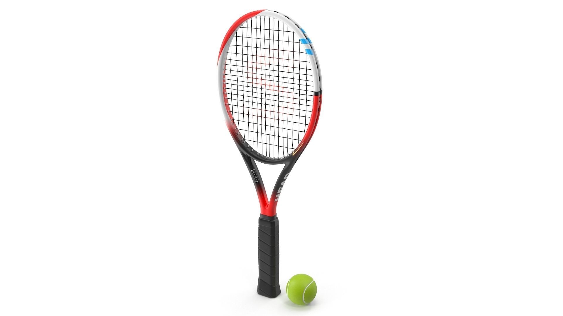 Tennis Racket and Tennis Ball Low-poly 3D model_1