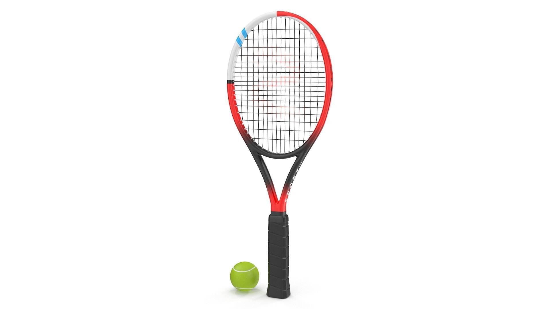 Tennis Racket and Tennis Ball Low-poly 3D model_3