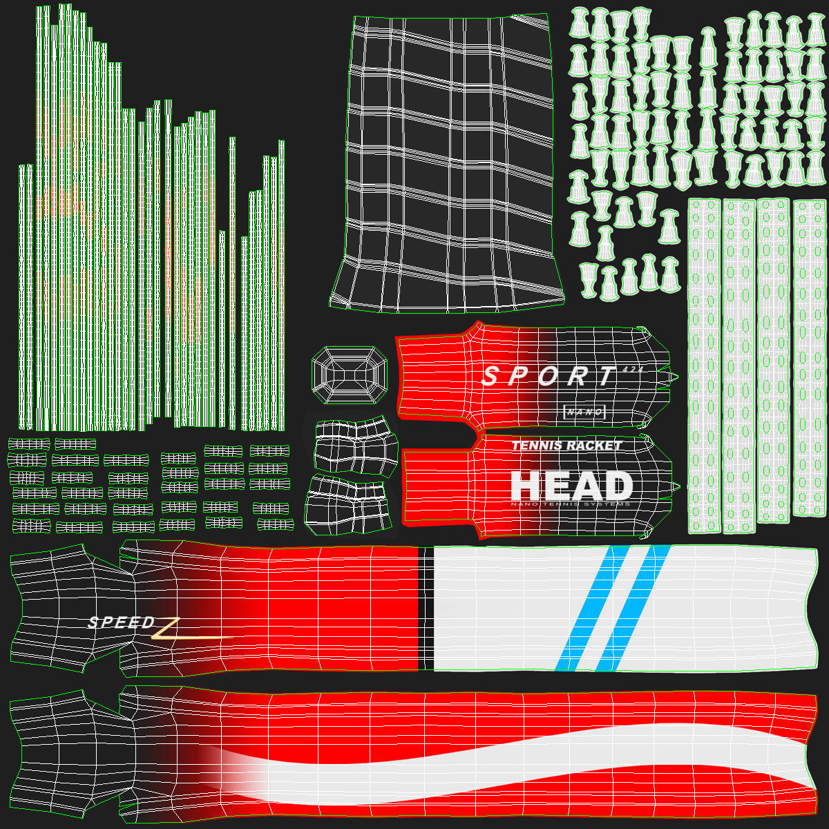 Tennis Racket and Tennis Ball Low-poly 3D model_8
